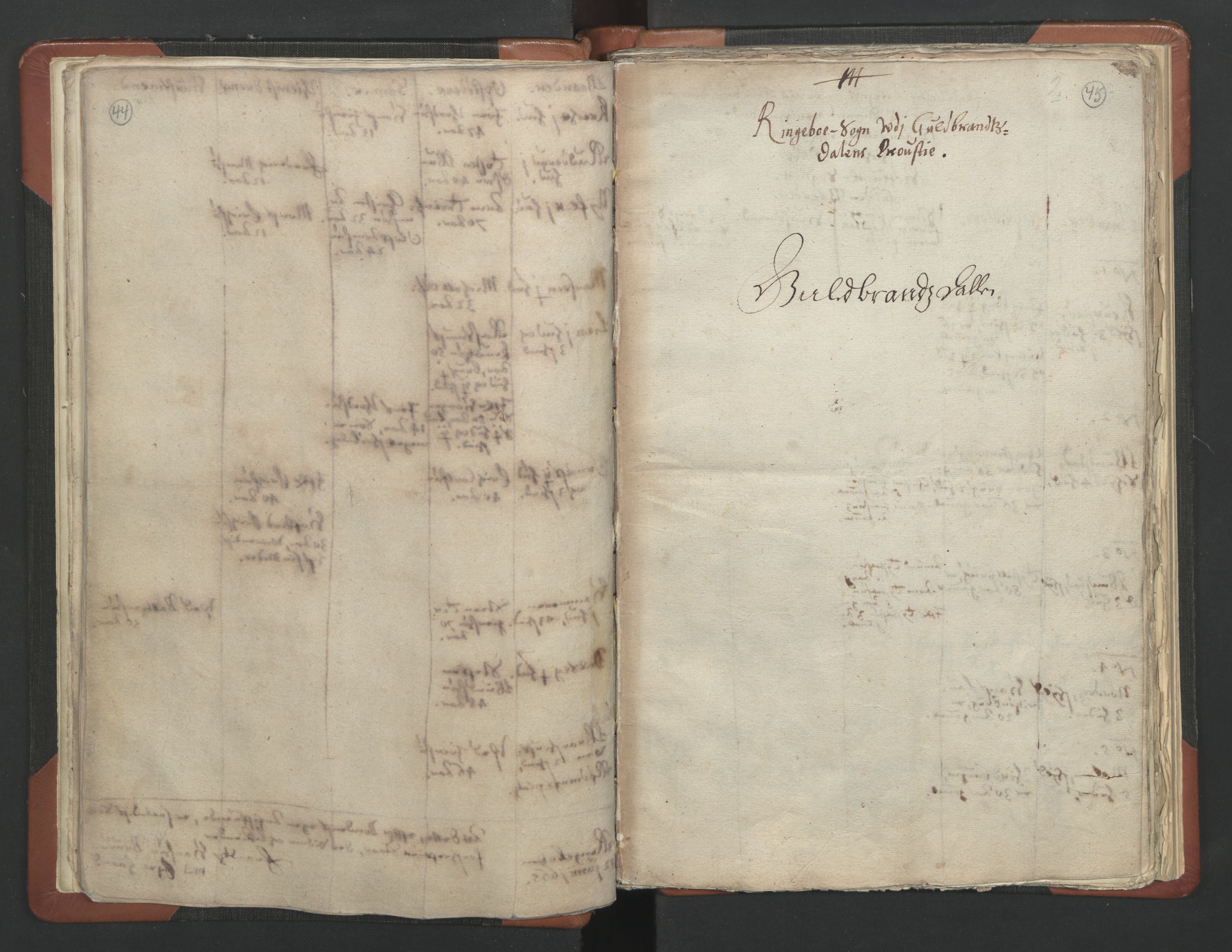 RA, Vicar's Census 1664-1666, no. 6: Gudbrandsdal deanery, 1664-1666, p. 44-45