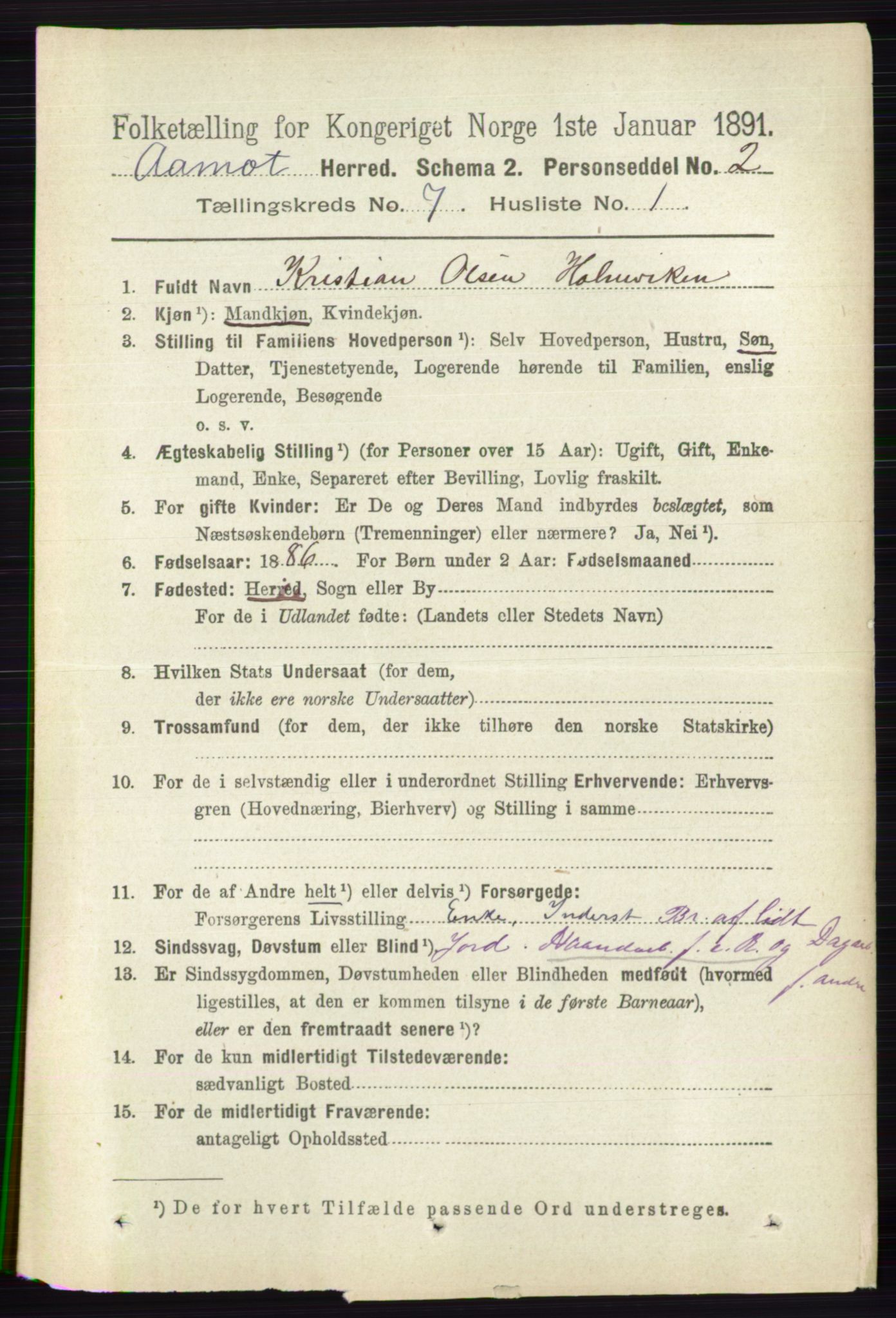 RA, 1891 census for 0429 Åmot, 1891, p. 2900