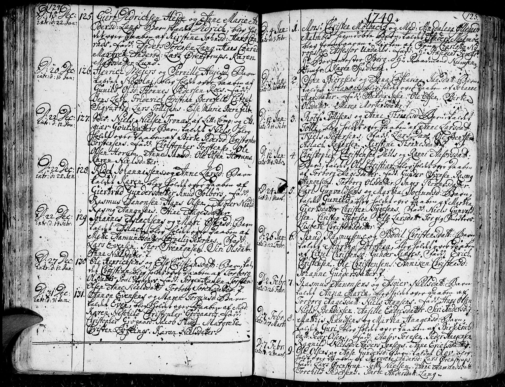 Kristiansand domprosti, SAK/1112-0006/F/Fa/L0001: Parish register (official) no. A 1, 1734-1793, p. 124-125
