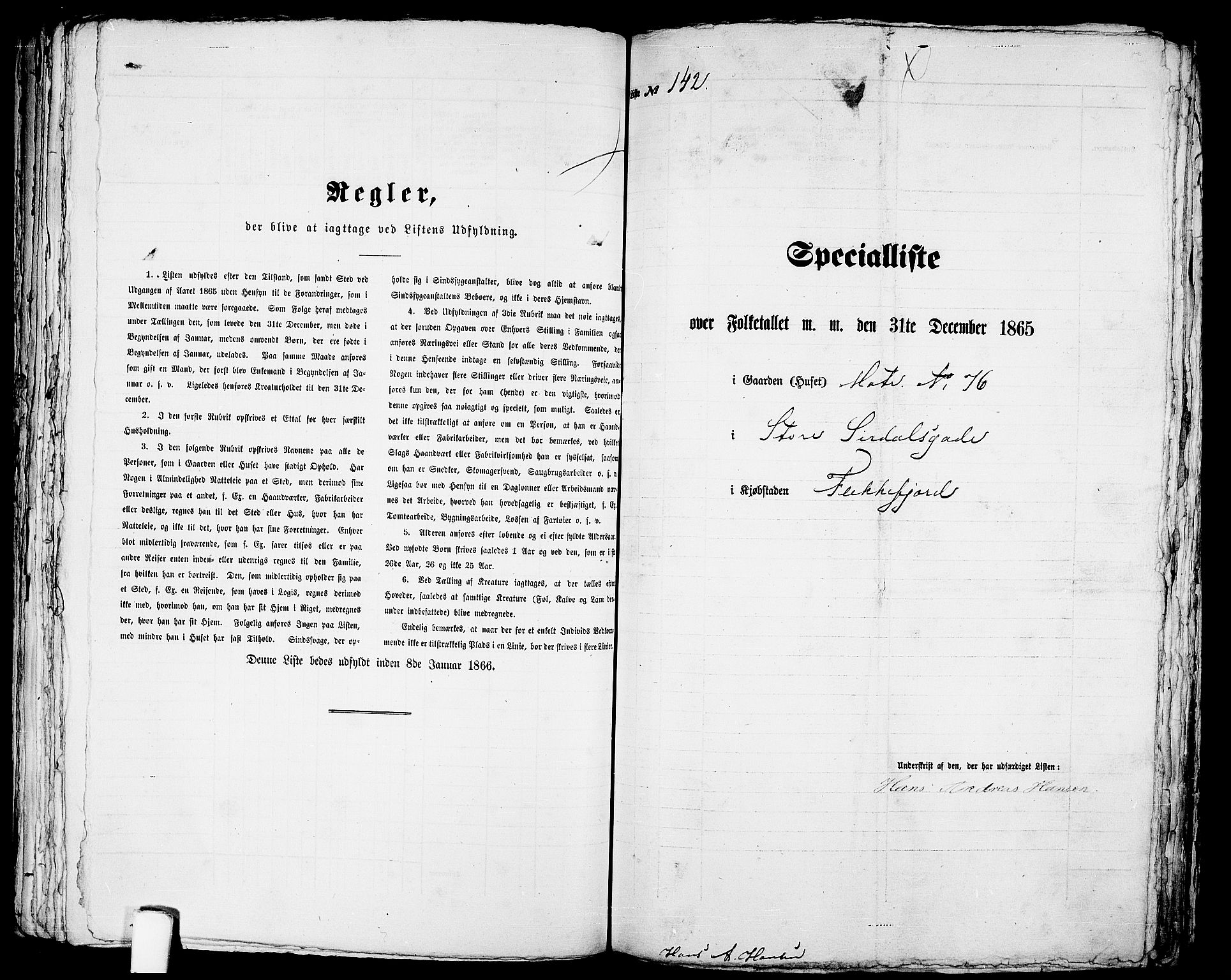 RA, 1865 census for Flekkefjord/Flekkefjord, 1865, p. 294