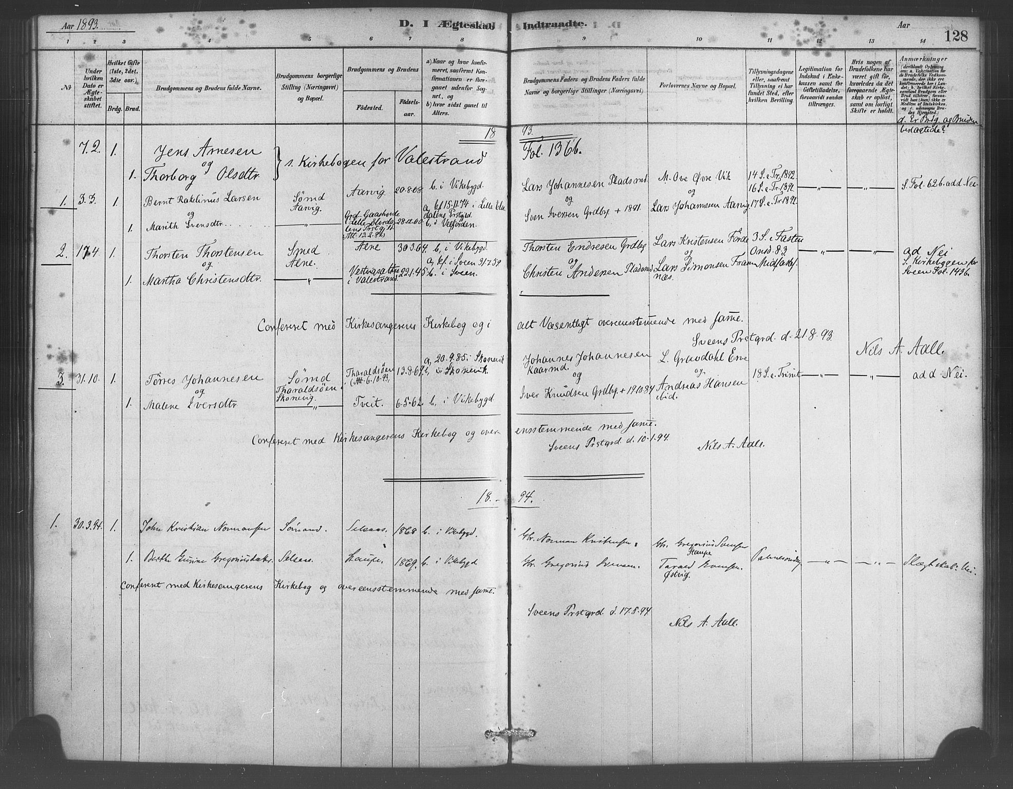 Sveio Sokneprestembete, AV/SAB-A-78501/H/Haa: Parish register (official) no. D 1, 1878-1894, p. 128