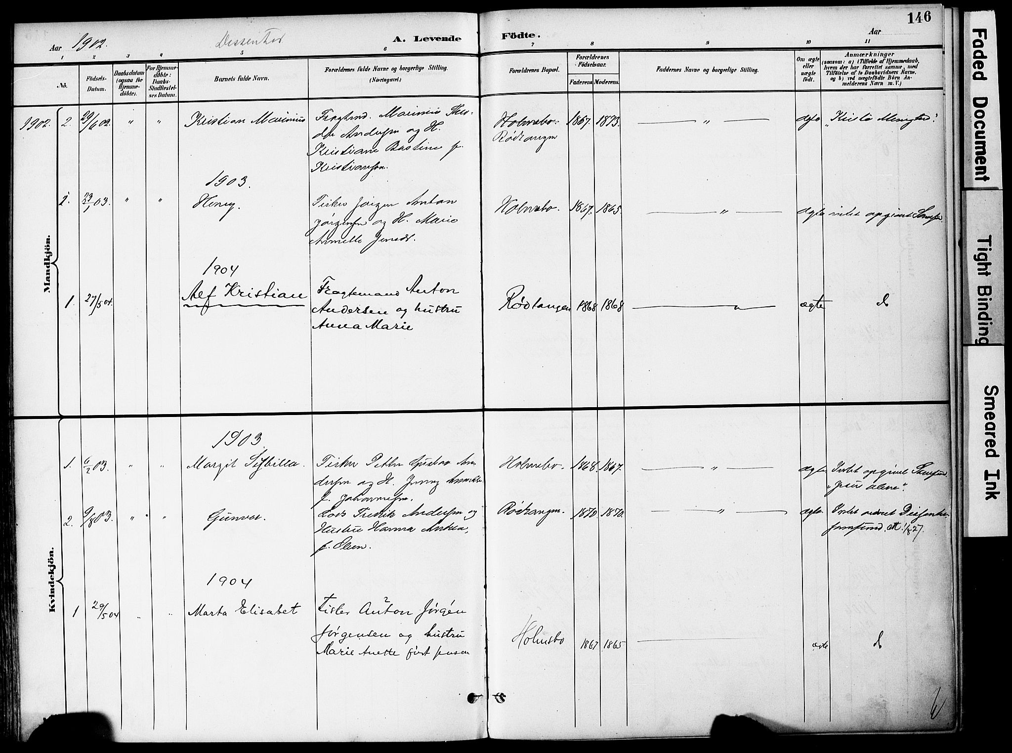 Hurum kirkebøker, AV/SAKO-A-229/F/Fa/L0015: Parish register (official) no. 15, 1896-1908, p. 146