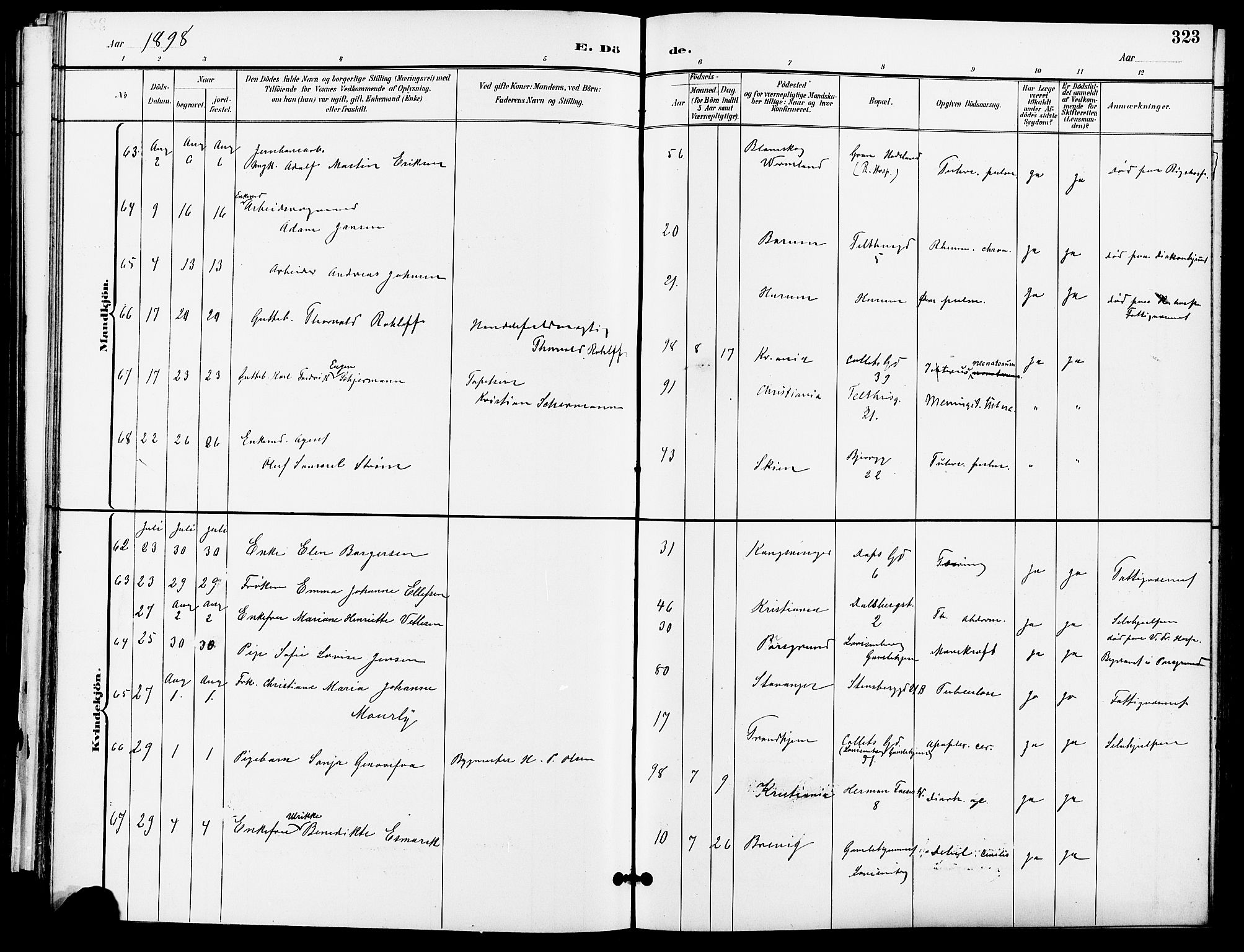 Gamle Aker prestekontor Kirkebøker, AV/SAO-A-10617a/F/L0011: Parish register (official) no. 11, 1896-1901, p. 323