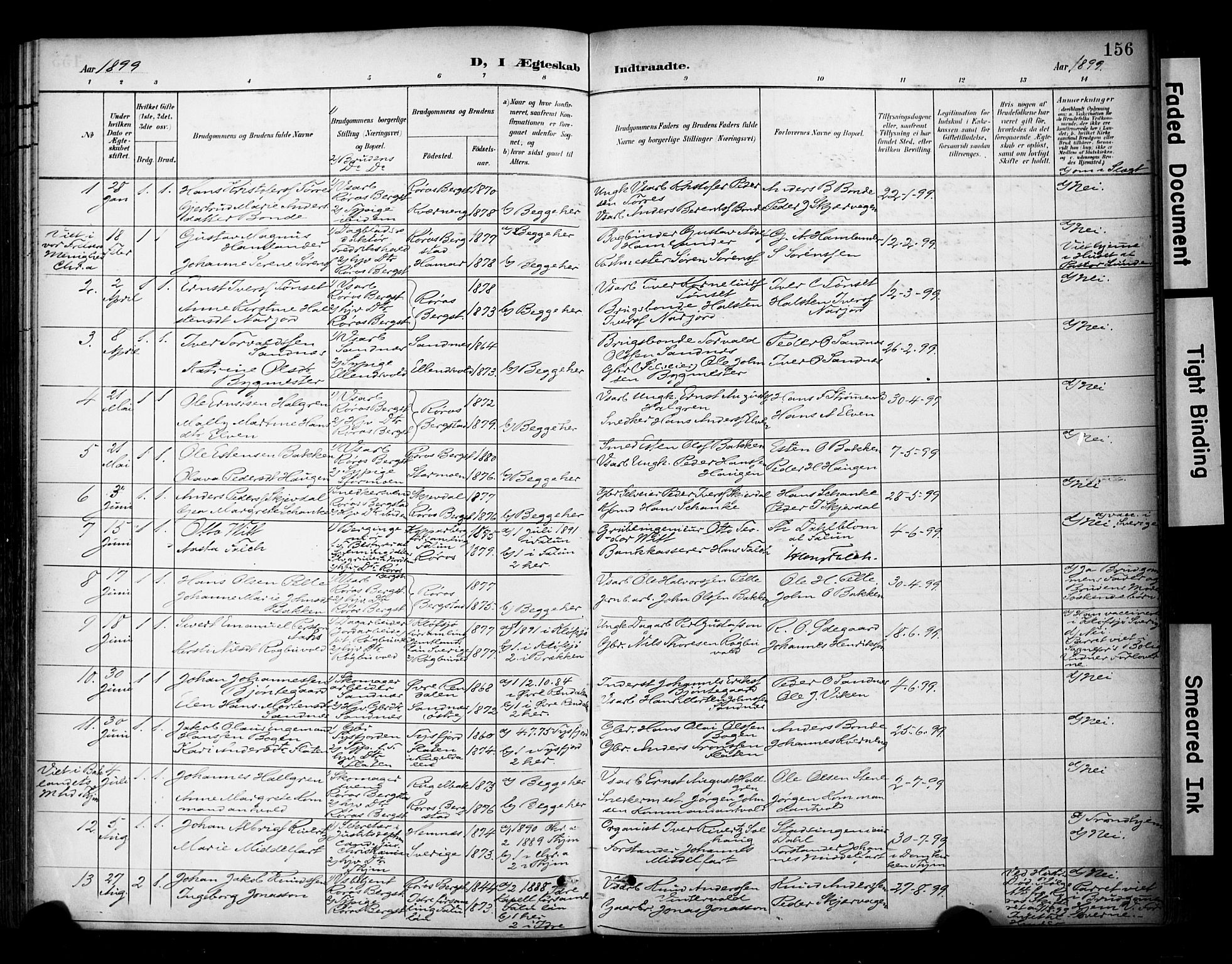 Ministerialprotokoller, klokkerbøker og fødselsregistre - Sør-Trøndelag, SAT/A-1456/681/L0936: Parish register (official) no. 681A14, 1899-1908, p. 156