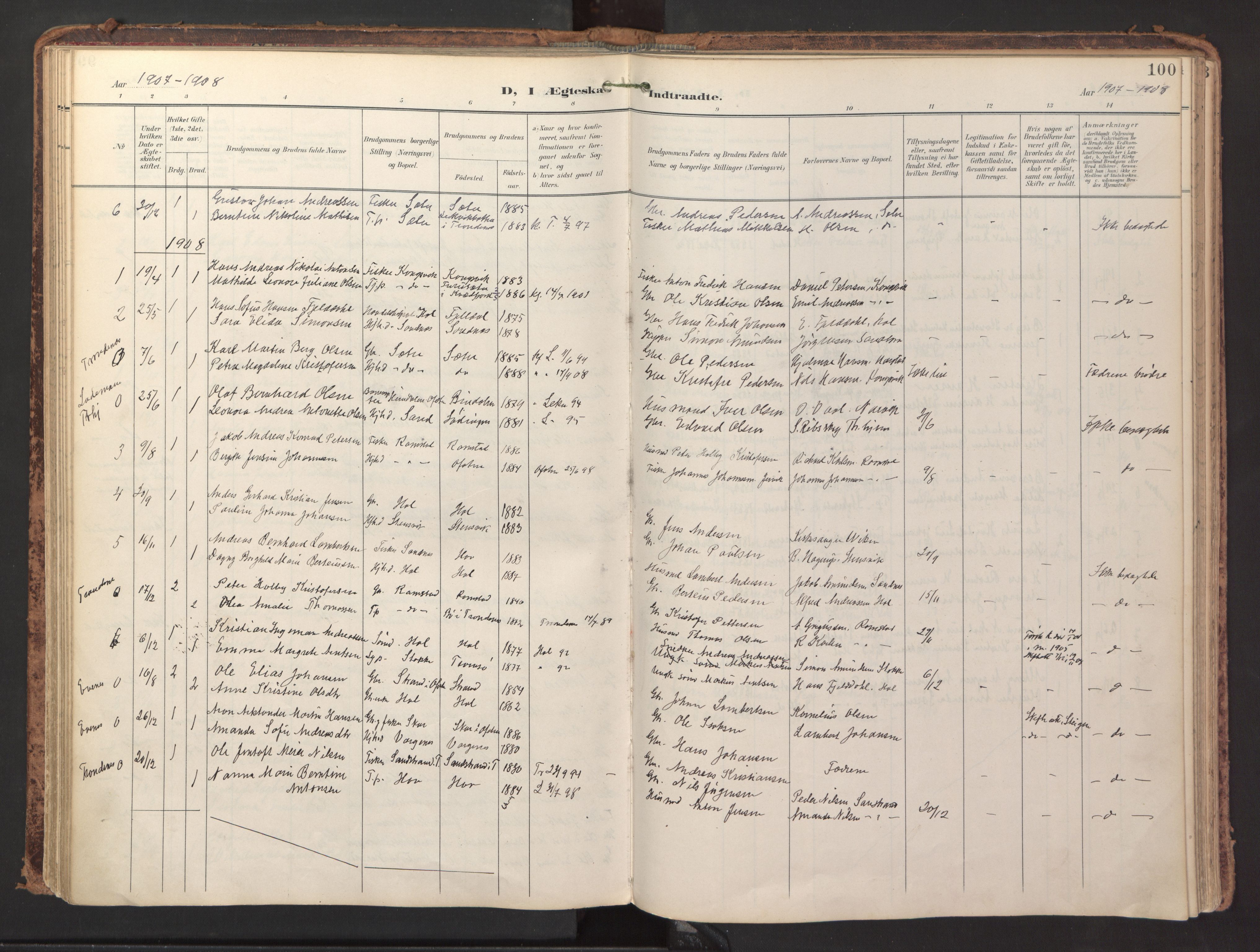 Ministerialprotokoller, klokkerbøker og fødselsregistre - Nordland, AV/SAT-A-1459/865/L0926: Parish register (official) no. 865A04, 1897-1912, p. 100