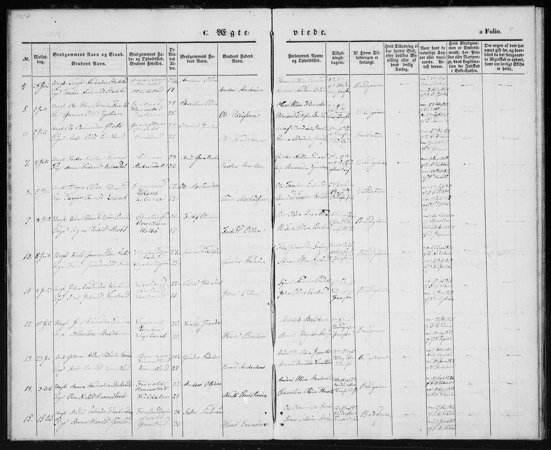 Vennesla sokneprestkontor, AV/SAK-1111-0045/Fa/Fac/L0006: Parish register (official) no. A 6, 1846-1855, p. 7