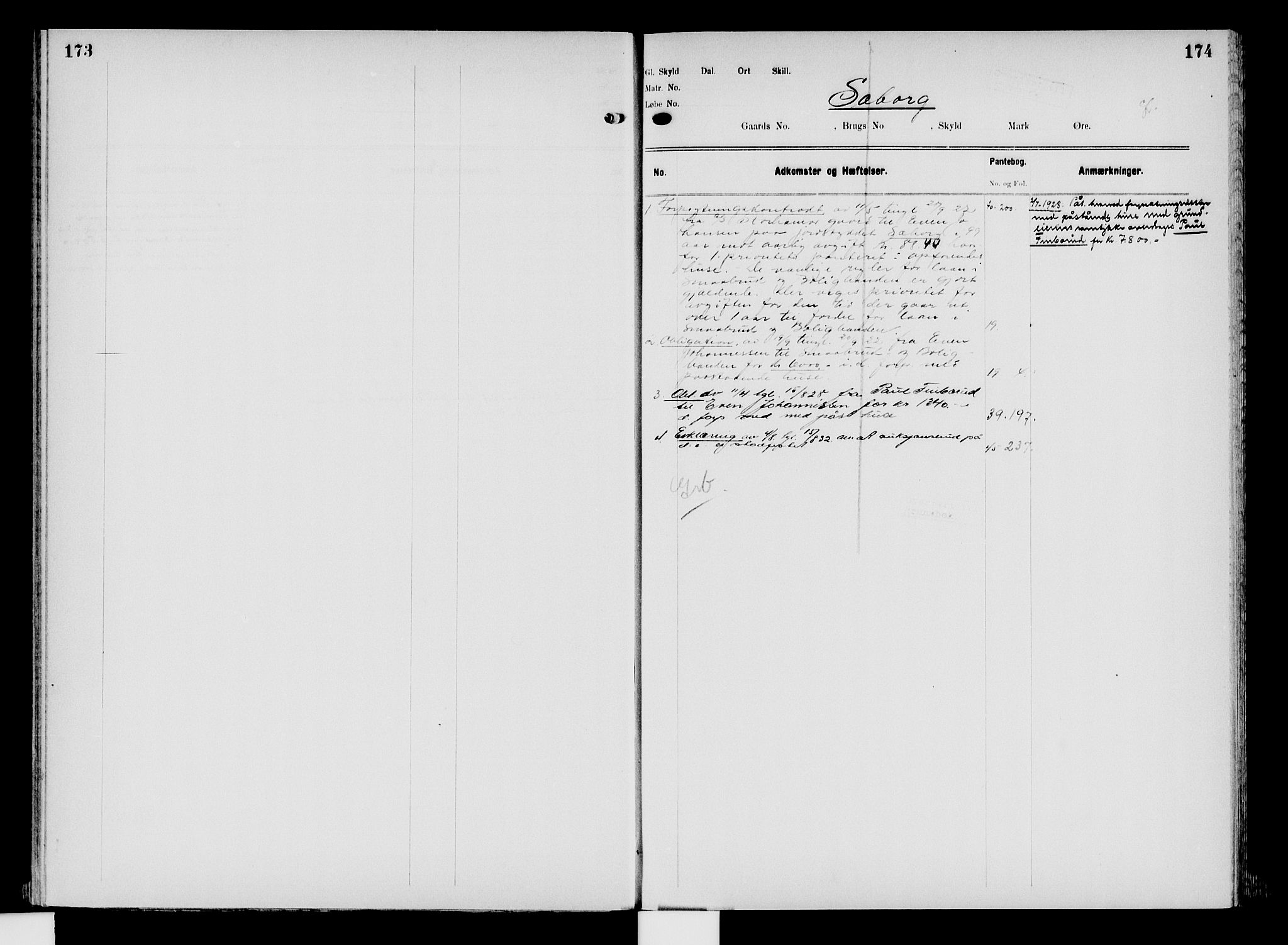 Nord-Hedmark sorenskriveri, SAH/TING-012/H/Ha/Had/Hade/L0008: Mortgage register no. 4.8, 1923-1940, p. 173-174