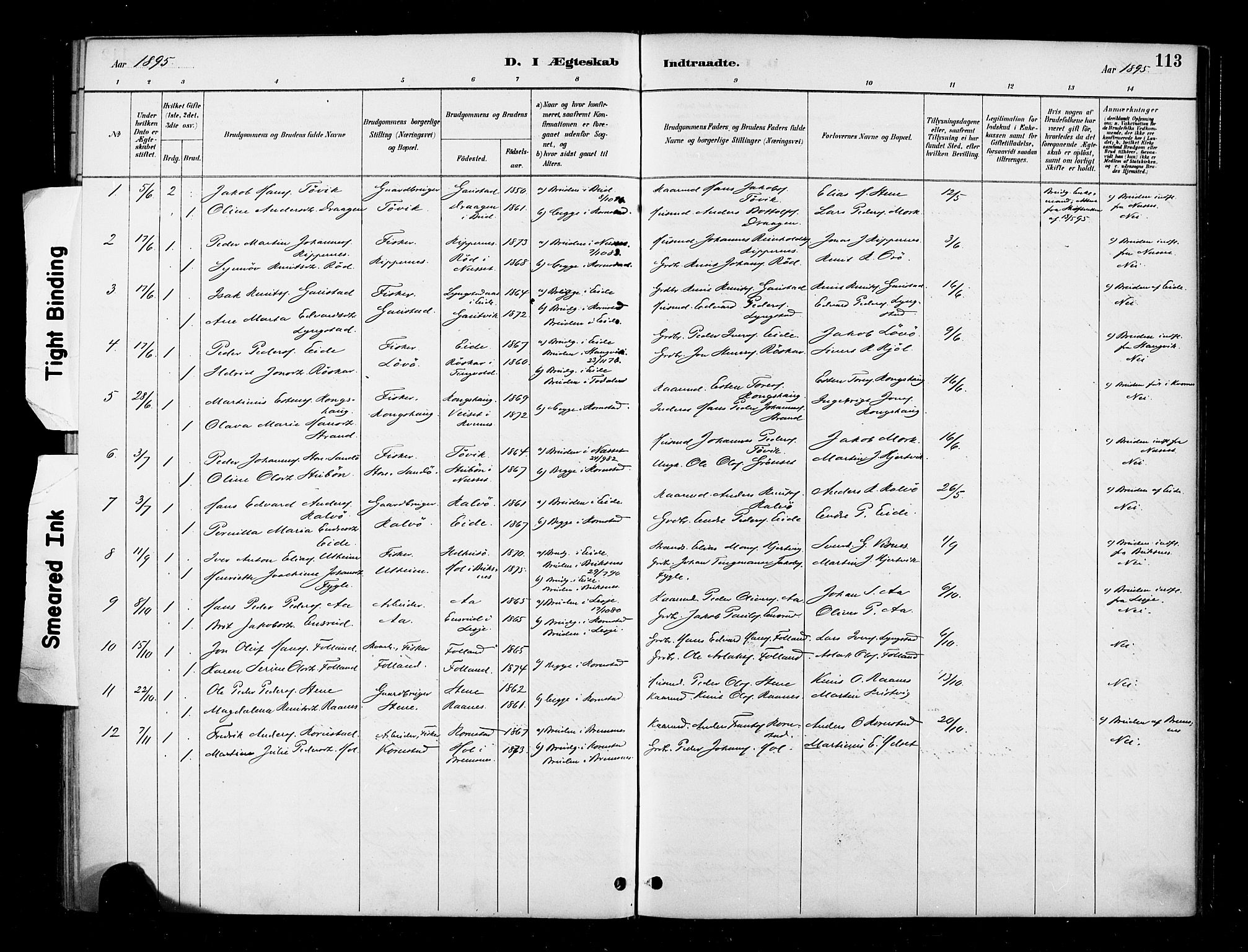 Ministerialprotokoller, klokkerbøker og fødselsregistre - Møre og Romsdal, SAT/A-1454/570/L0832: Parish register (official) no. 570A06, 1885-1900, p. 113