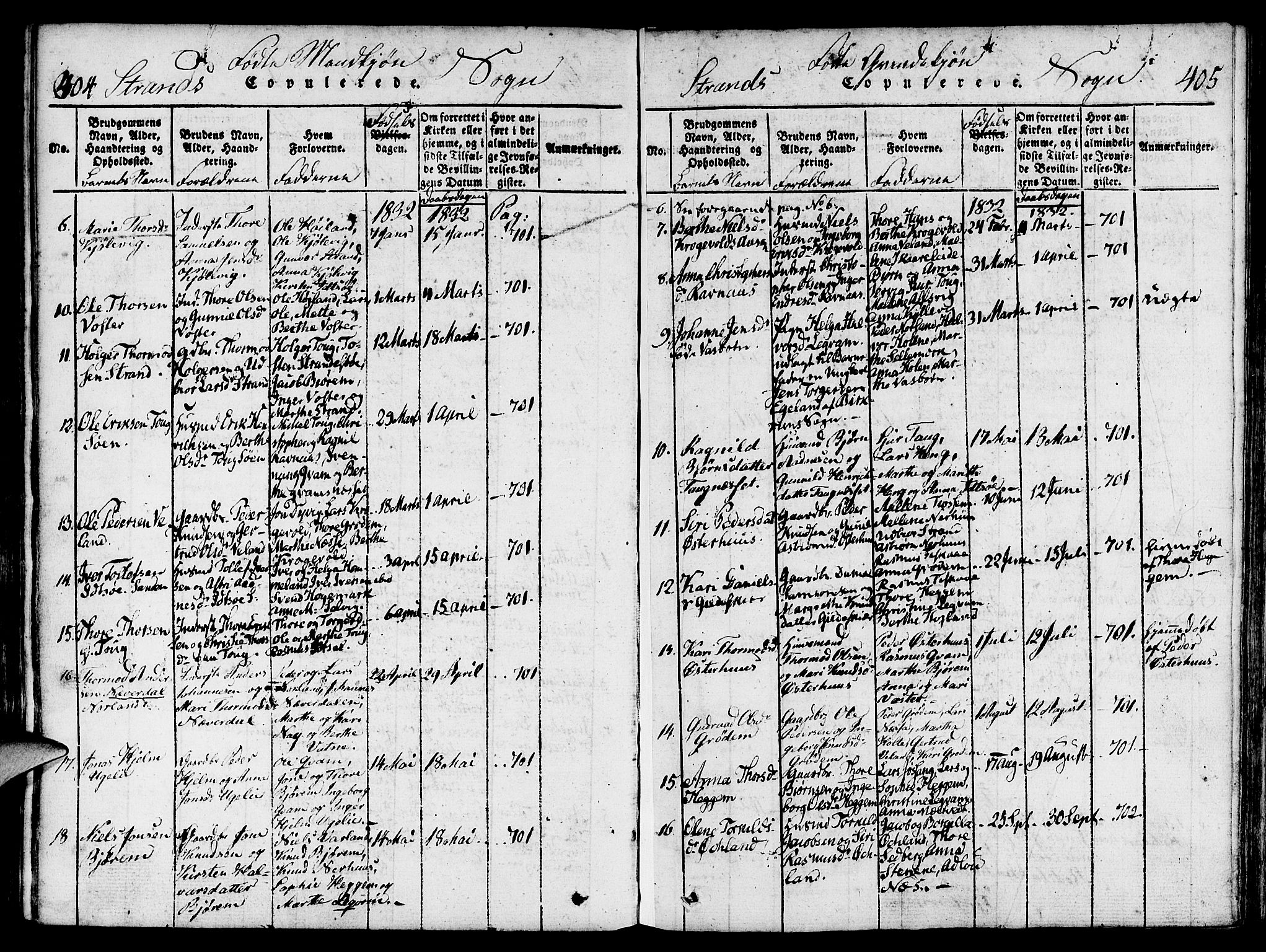 Strand sokneprestkontor, SAST/A-101828/H/Ha/Haa/L0004: Parish register (official) no. A 4 /1, 1816-1833, p. 404-405