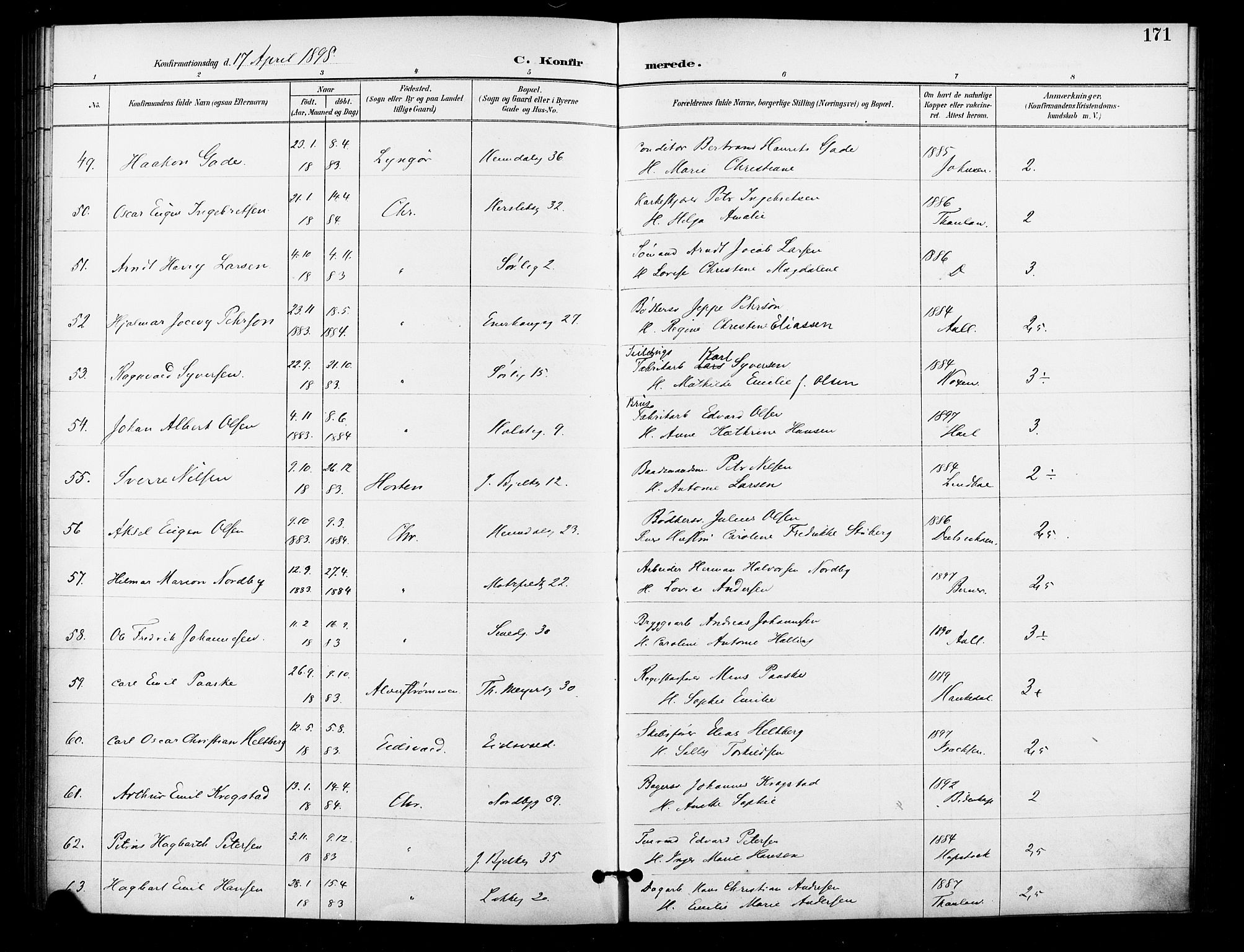 Grønland prestekontor Kirkebøker, AV/SAO-A-10848/F/Fa/L0011: Parish register (official) no. 11, 1892-1907, p. 171