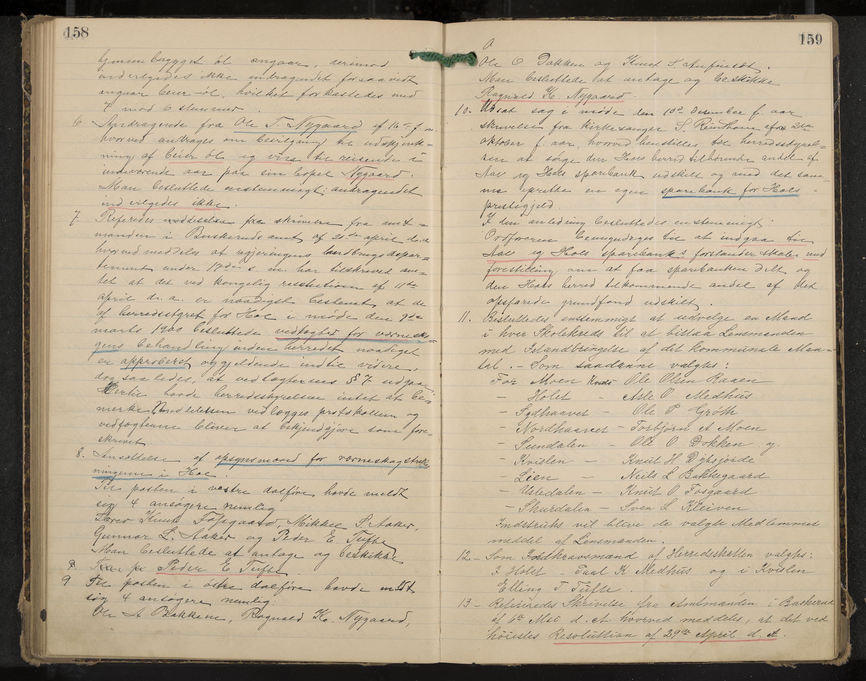 Hol formannskap og sentraladministrasjon, IKAK/0620021-1/A/L0003: Møtebok, 1897-1904, p. 158-159