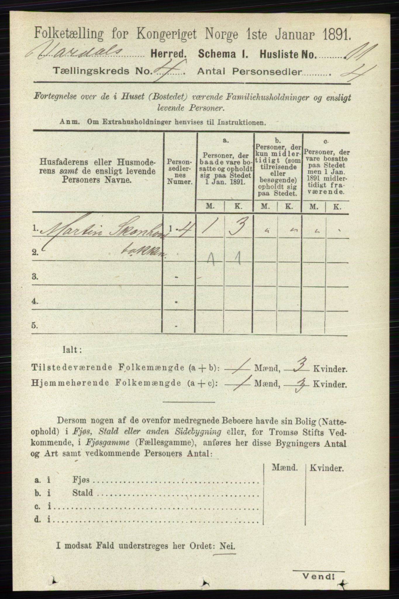 RA, 1891 census for 0527 Vardal, 1891, p. 1506