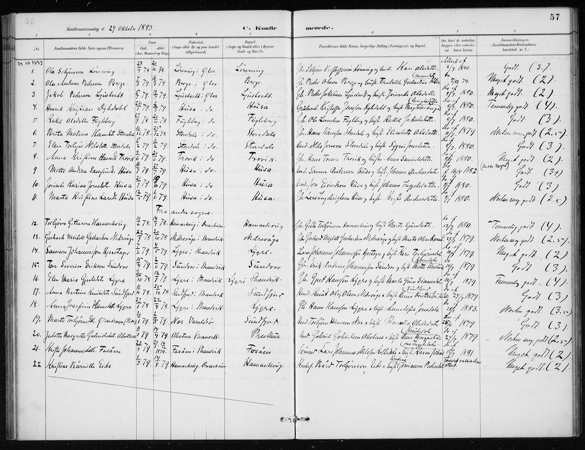 Kvinnherad sokneprestembete, SAB/A-76401/H/Haa: Parish register (official) no. E 1, 1887-1912, p. 57
