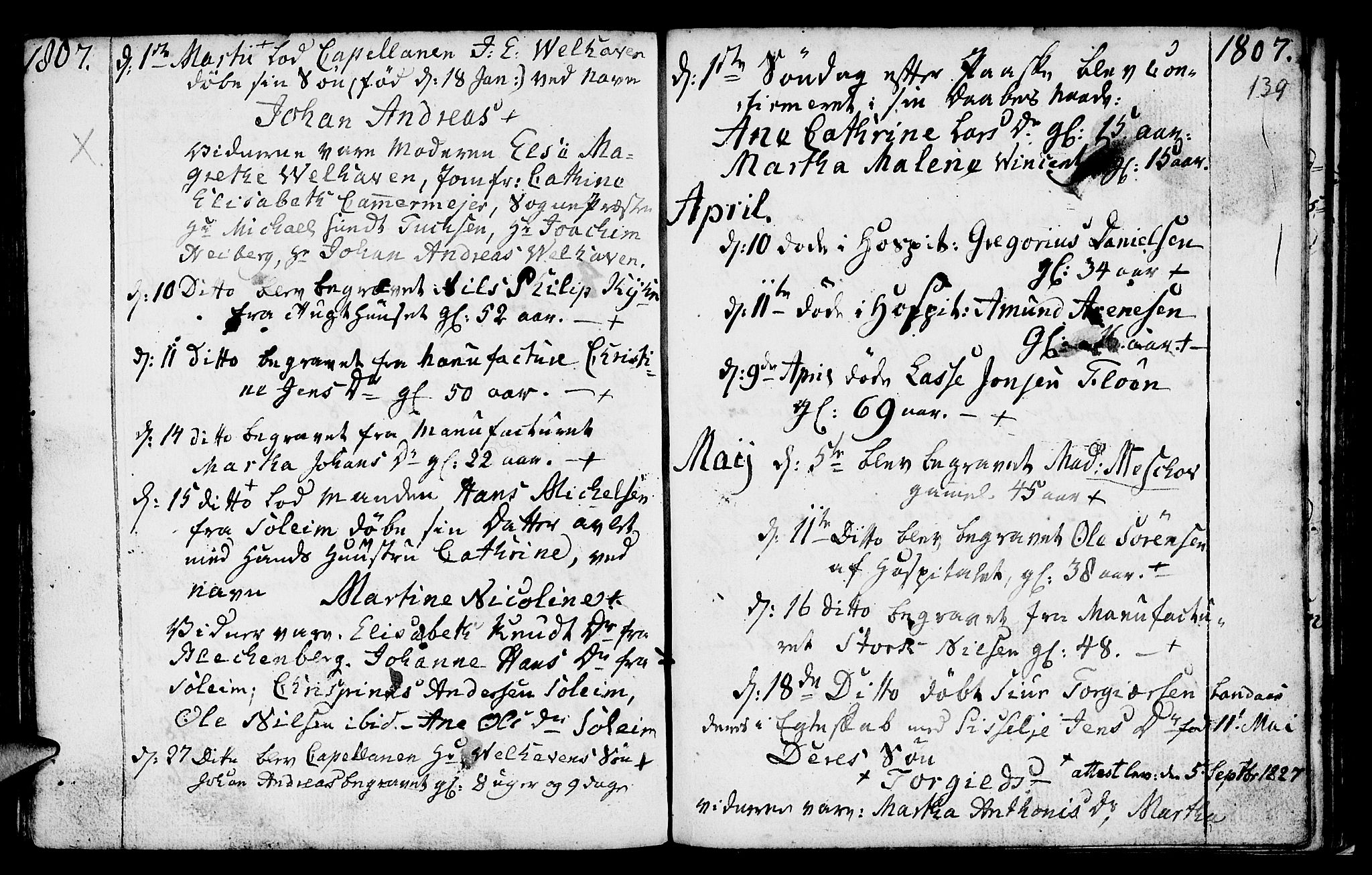 St. Jørgens hospital og Årstad sokneprestembete, AV/SAB-A-99934: Parish register (official) no. A 2, 1766-1814, p. 139