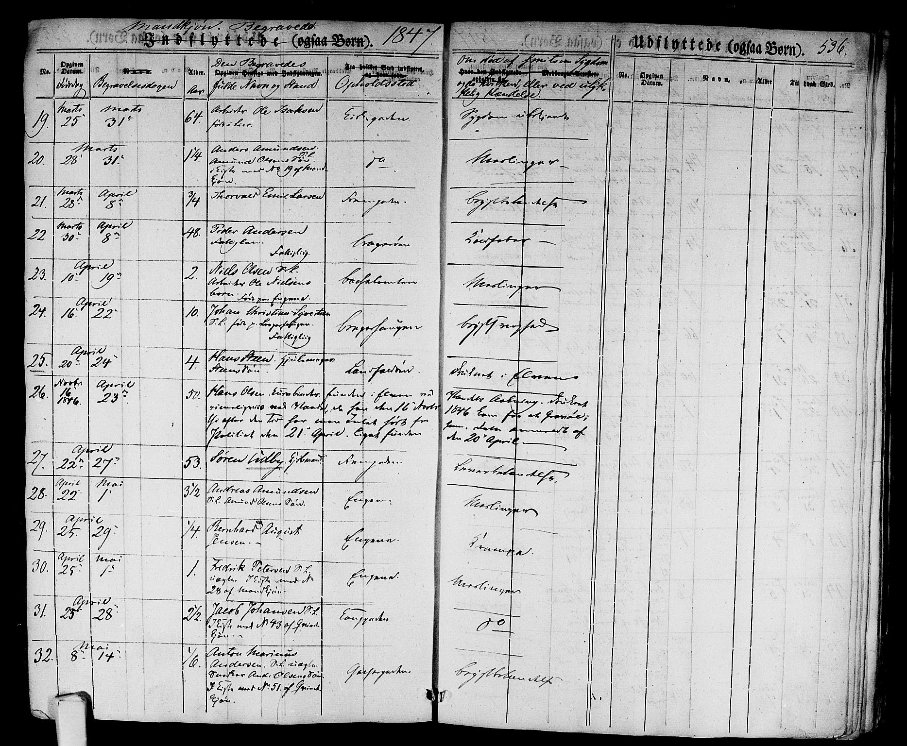 Bragernes kirkebøker, AV/SAKO-A-6/F/Fb/L0001: Parish register (official) no. II 1, 1830-1847, p. 536