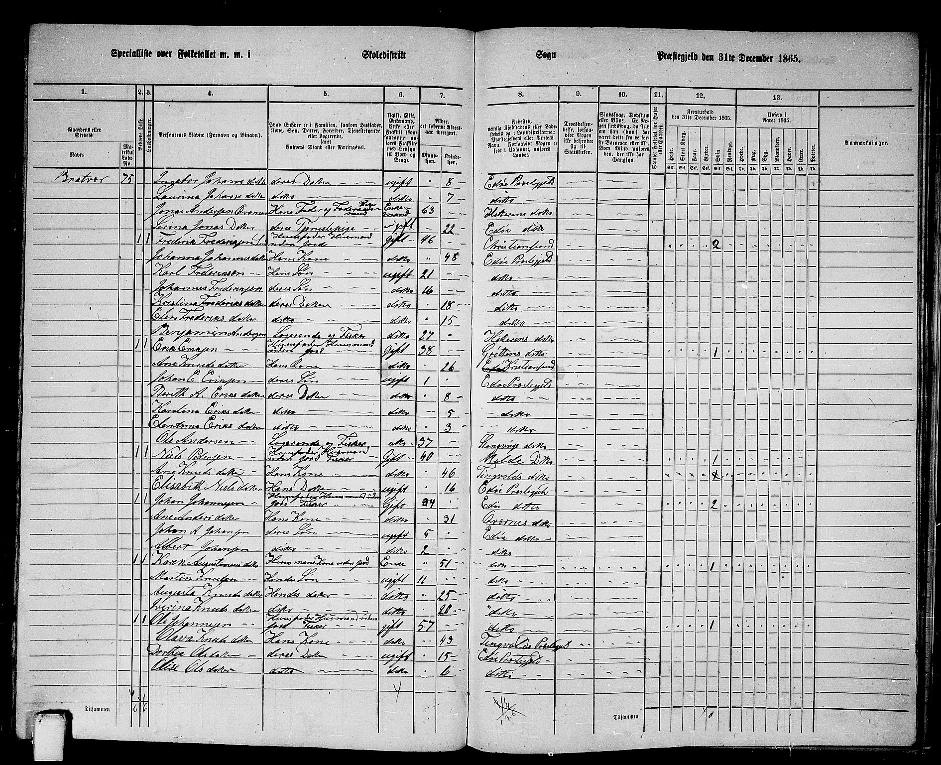 RA, 1865 census for Edøy, 1865, p. 135