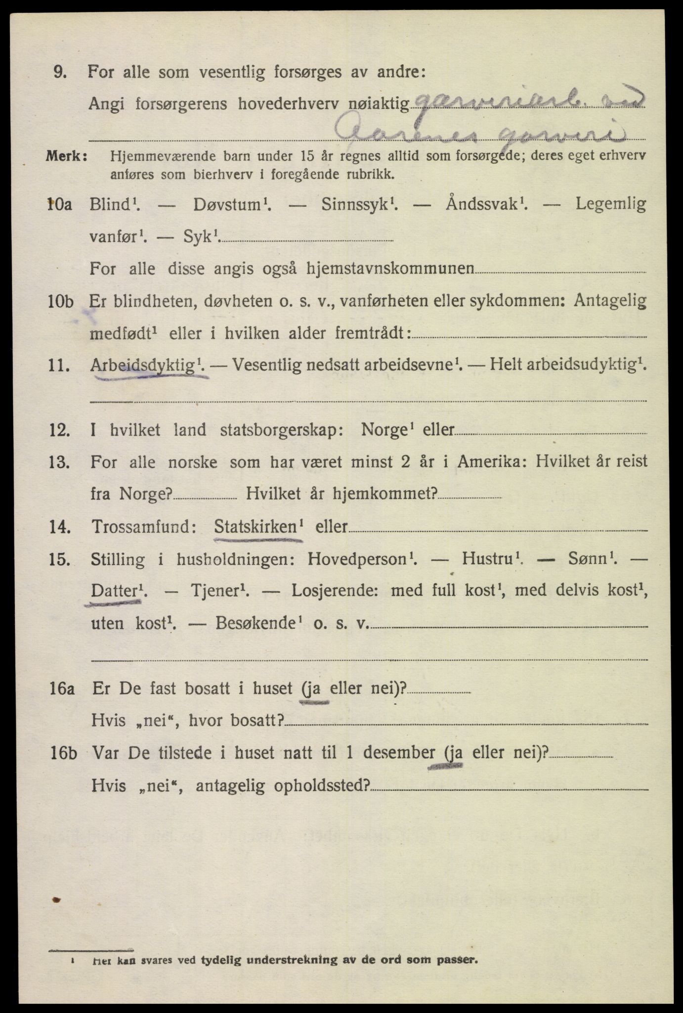 SAK, 1920 census for Nes (V-A), 1920, p. 2651