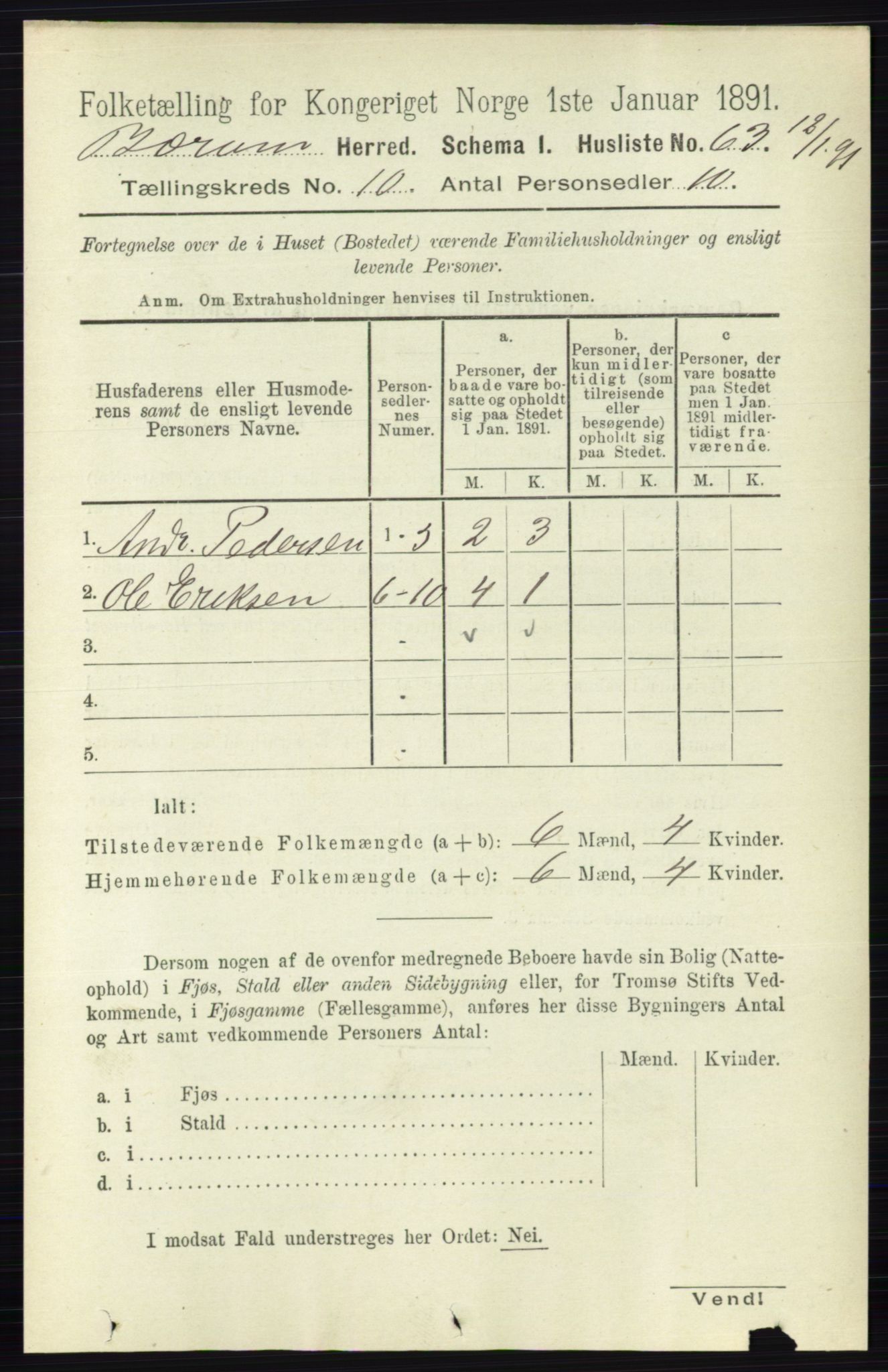 RA, 1891 census for 0219 Bærum, 1891, p. 6347