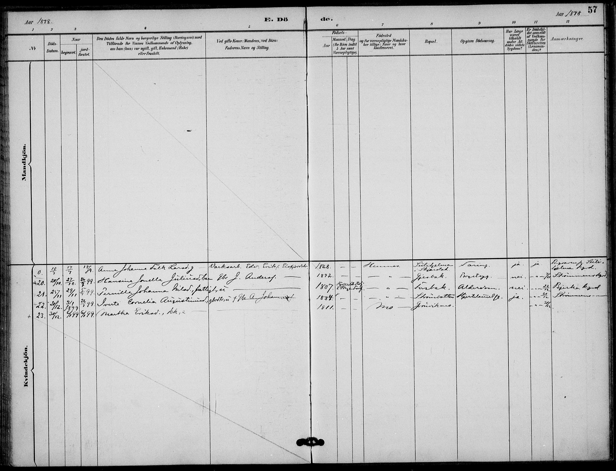 Ministerialprotokoller, klokkerbøker og fødselsregistre - Nordland, SAT/A-1459/825/L0363: Parish register (official) no. 825A17, 1890-1909, p. 57
