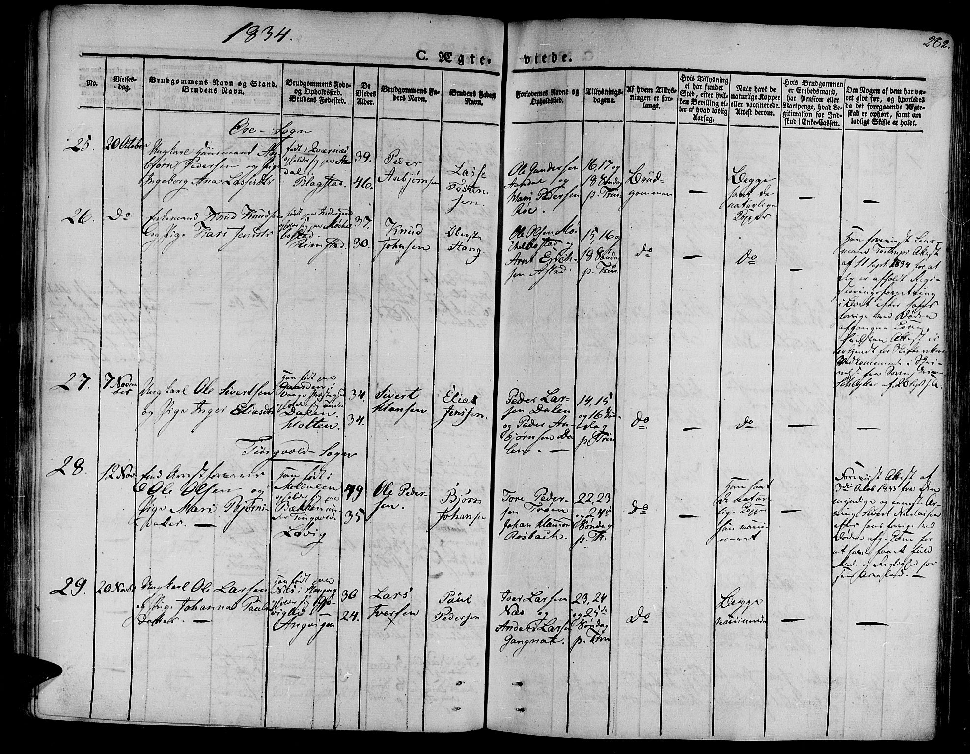 Ministerialprotokoller, klokkerbøker og fødselsregistre - Møre og Romsdal, AV/SAT-A-1454/586/L0983: Parish register (official) no. 586A09, 1829-1843, p. 282