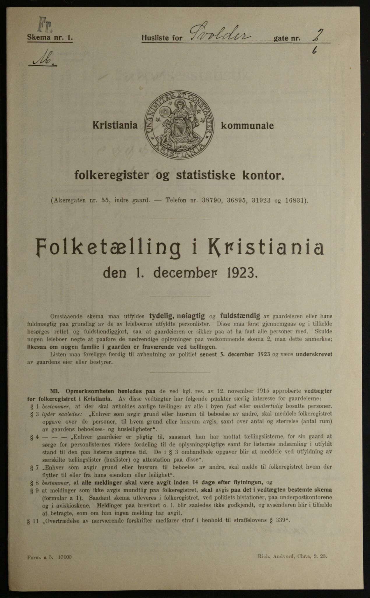 OBA, Municipal Census 1923 for Kristiania, 1923, p. 117636
