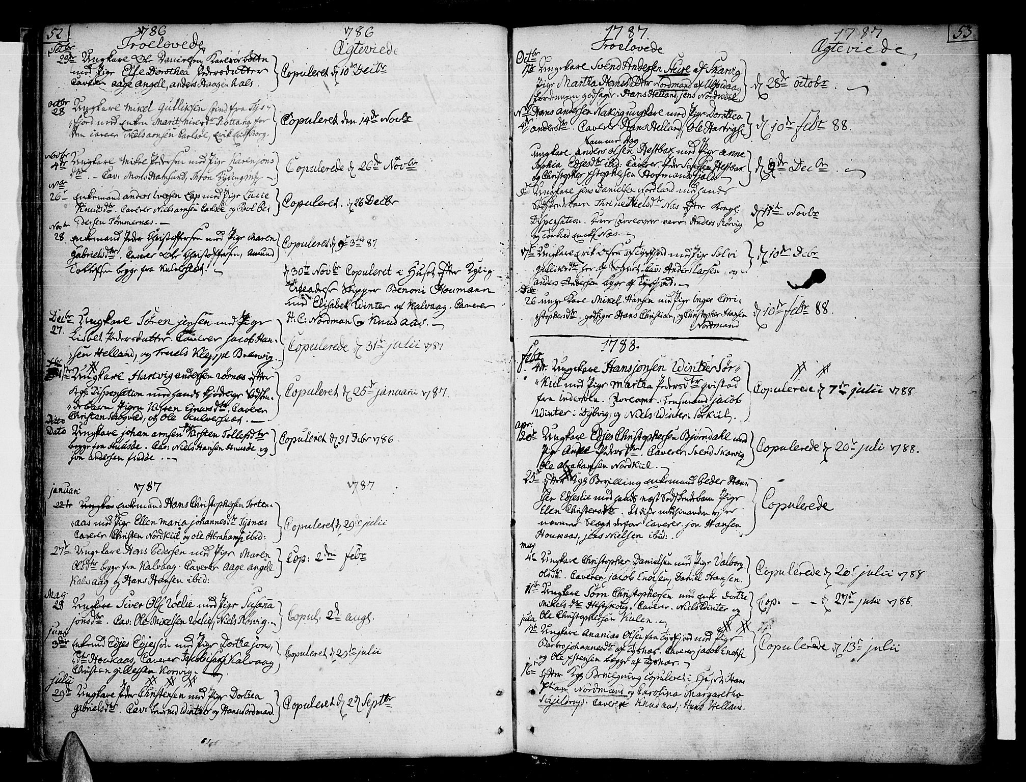 Ministerialprotokoller, klokkerbøker og fødselsregistre - Nordland, AV/SAT-A-1459/859/L0841: Parish register (official) no. 859A01, 1766-1821, p. 52-53