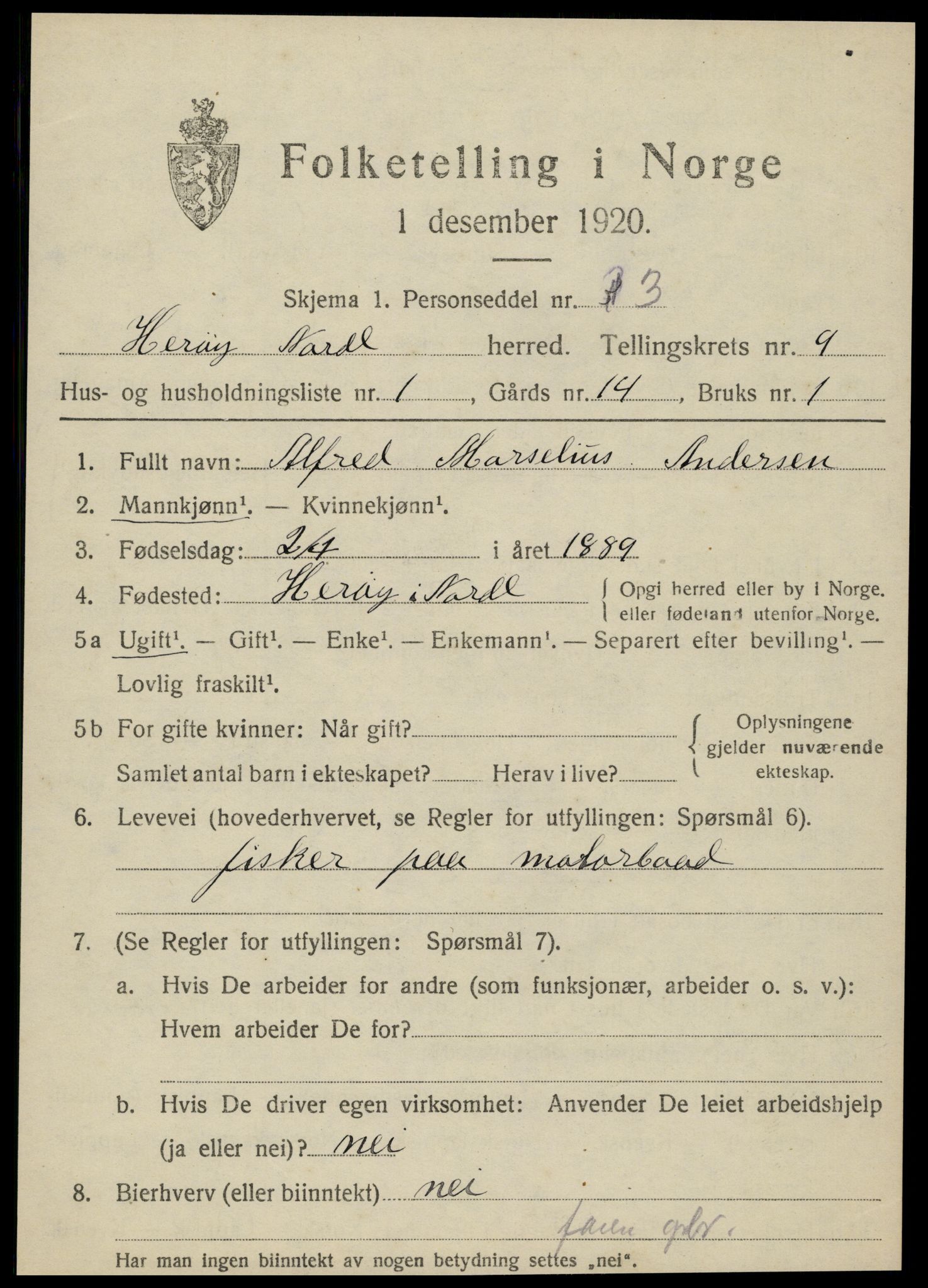 SAT, 1920 census for Herøy, 1920, p. 5386