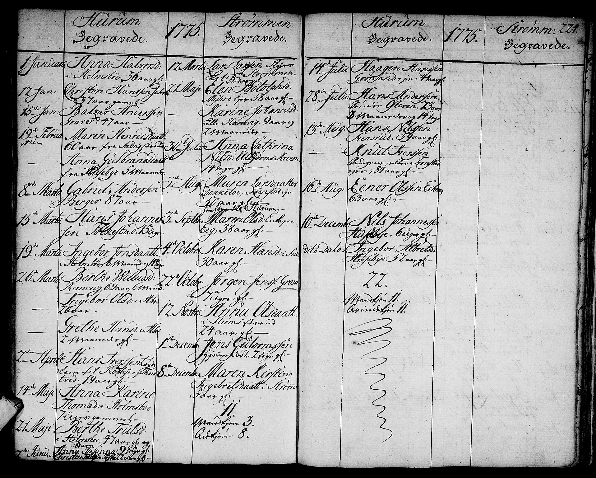 Hurum kirkebøker, SAKO/A-229/F/Fa/L0007: Parish register (official) no. 7, 1771-1810, p. 224