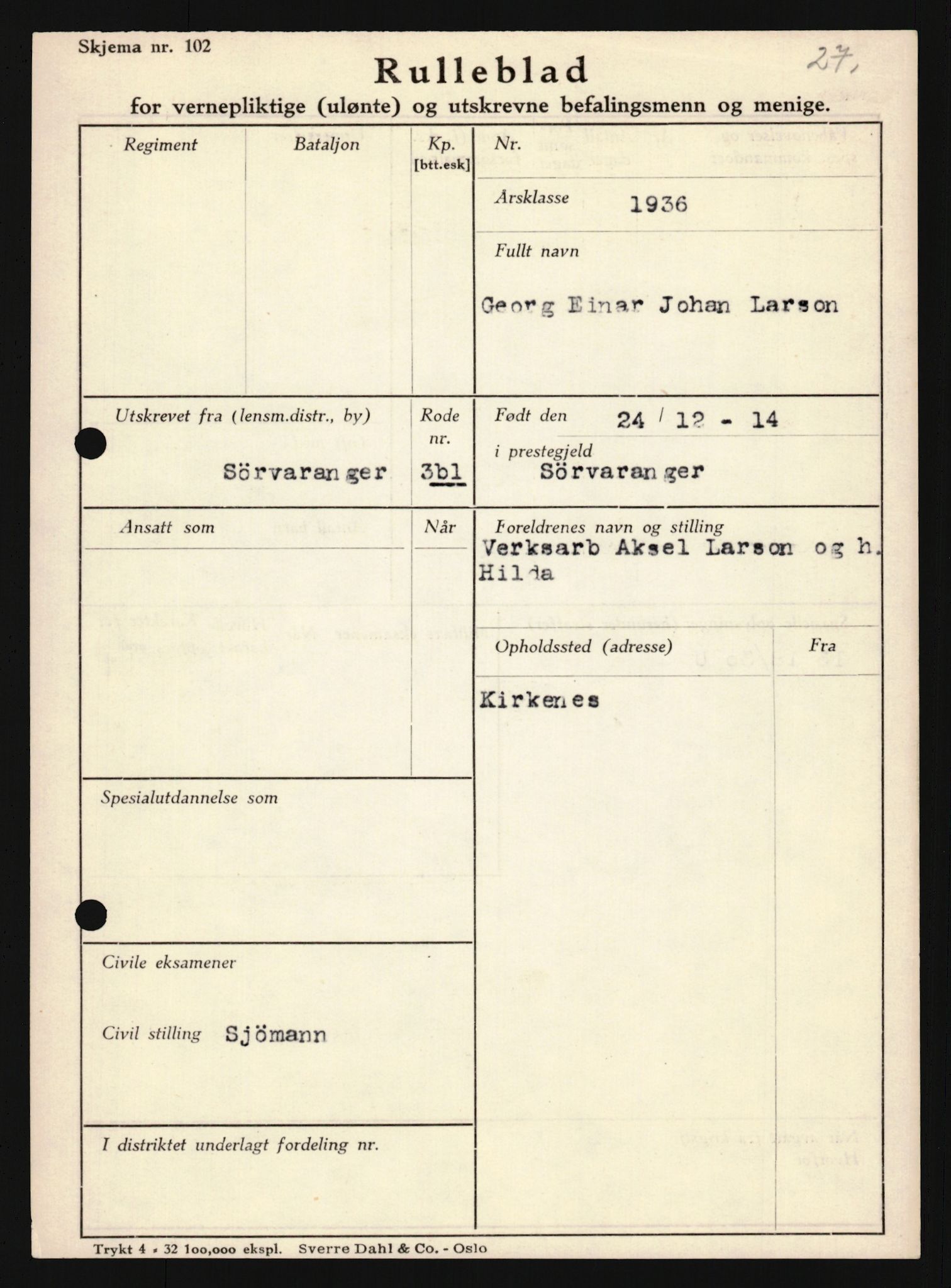 Forsvaret, Troms infanteriregiment nr. 16, AV/RA-RAFA-3146/P/Pa/L0020: Rulleblad for regimentets menige mannskaper, årsklasse 1936, 1936, p. 777