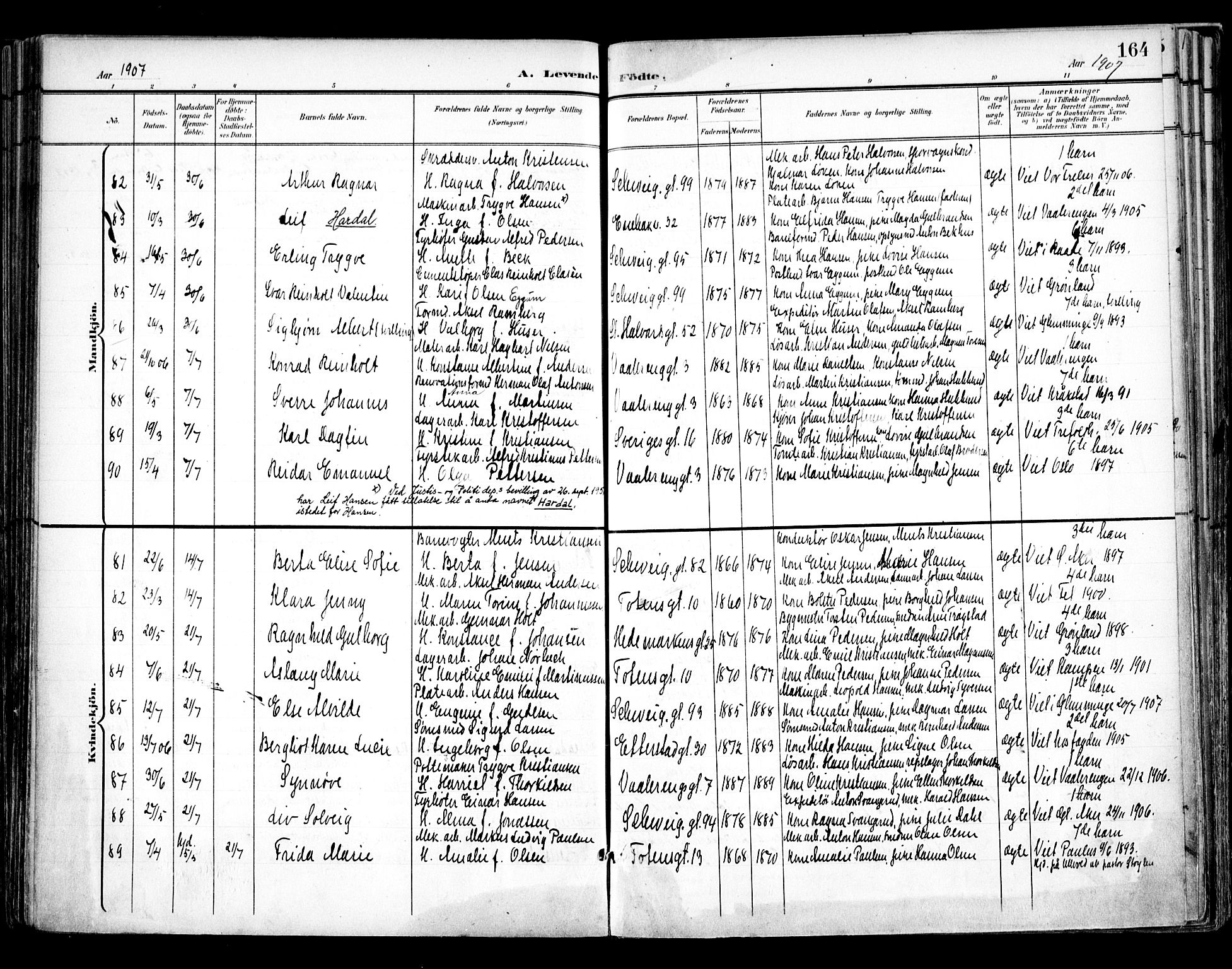 Vålerengen prestekontor Kirkebøker, AV/SAO-A-10878/F/Fa/L0001: Parish register (official) no. 1, 1899-1915, p. 164