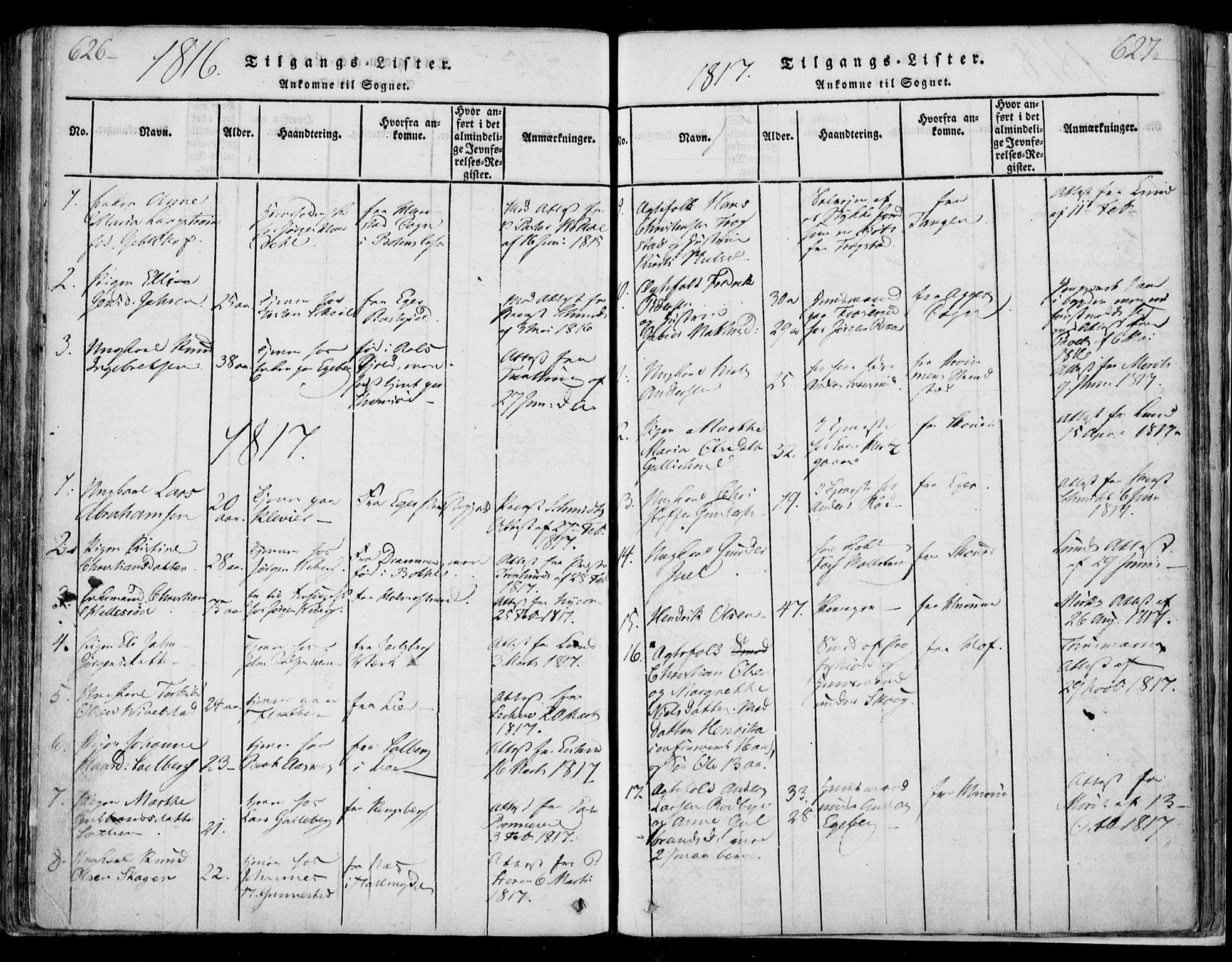 Sande Kirkebøker, SAKO/A-53/F/Fa/L0003: Parish register (official) no. 3, 1814-1847, p. 626-627
