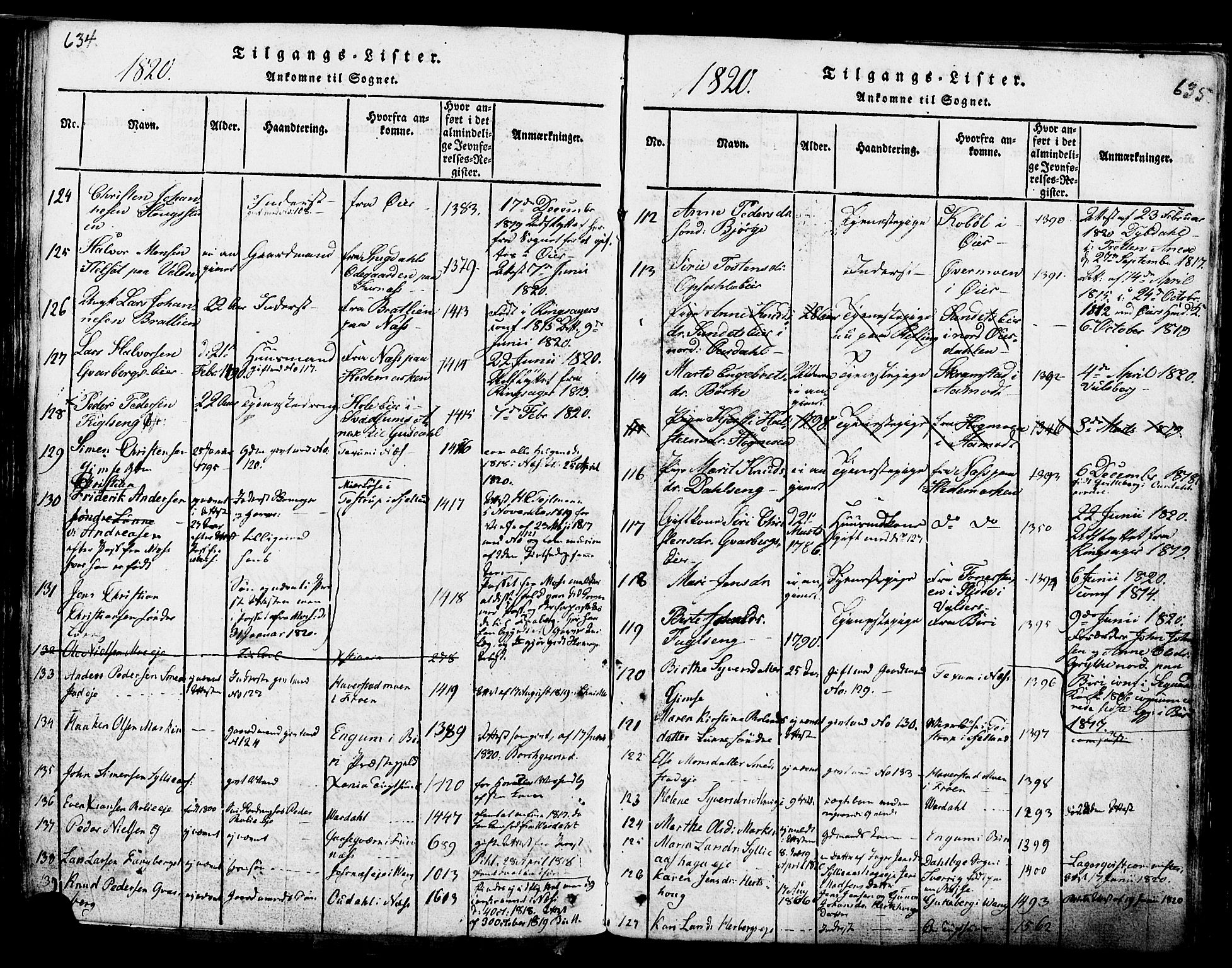 Ringsaker prestekontor, SAH/PREST-014/K/Ka/L0005: Parish register (official) no. 5, 1814-1826, p. 634-635