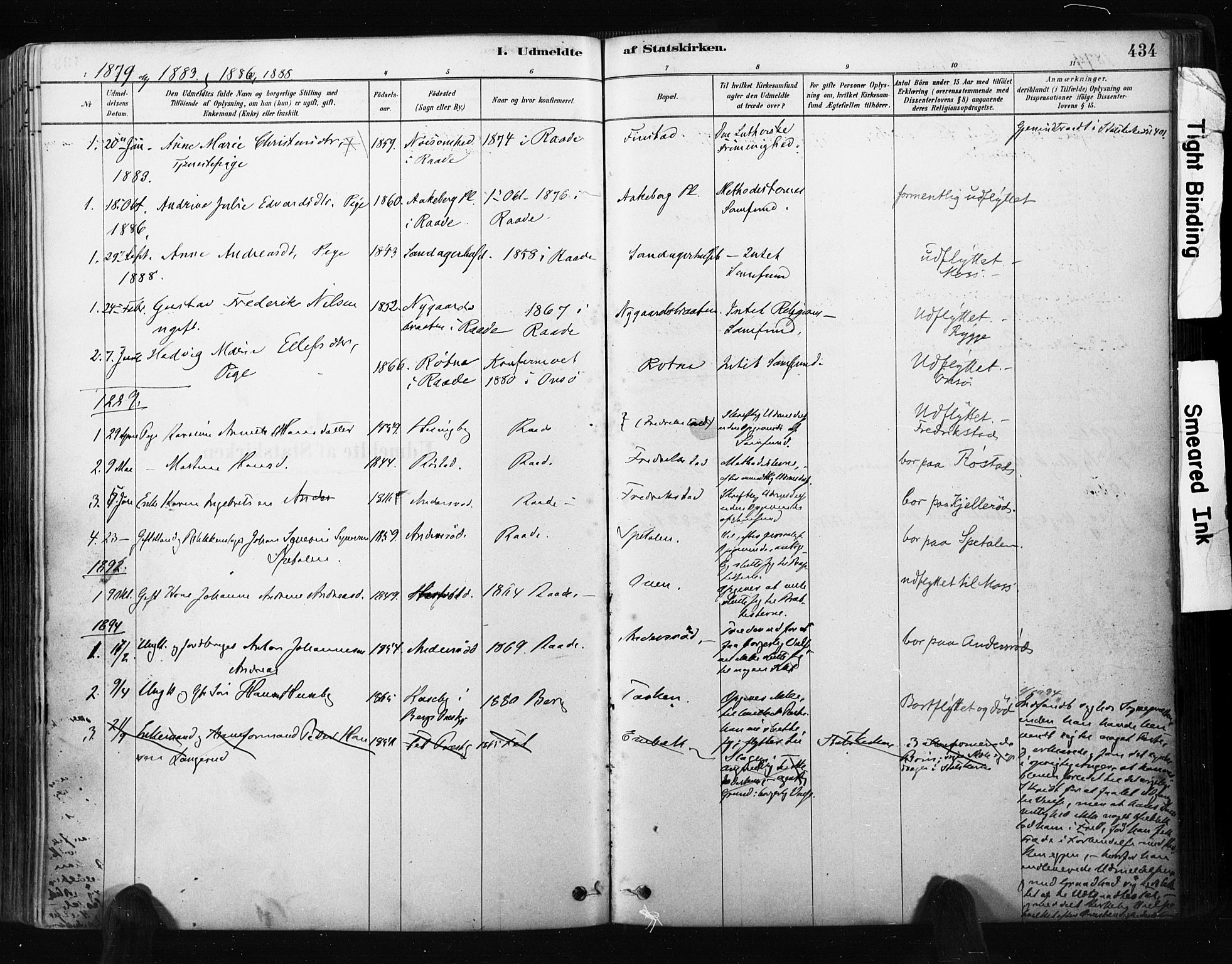 Råde prestekontor kirkebøker, AV/SAO-A-2009/F/Fa/L0007: Parish register (official) no. 7, 1878-1902, p. 434