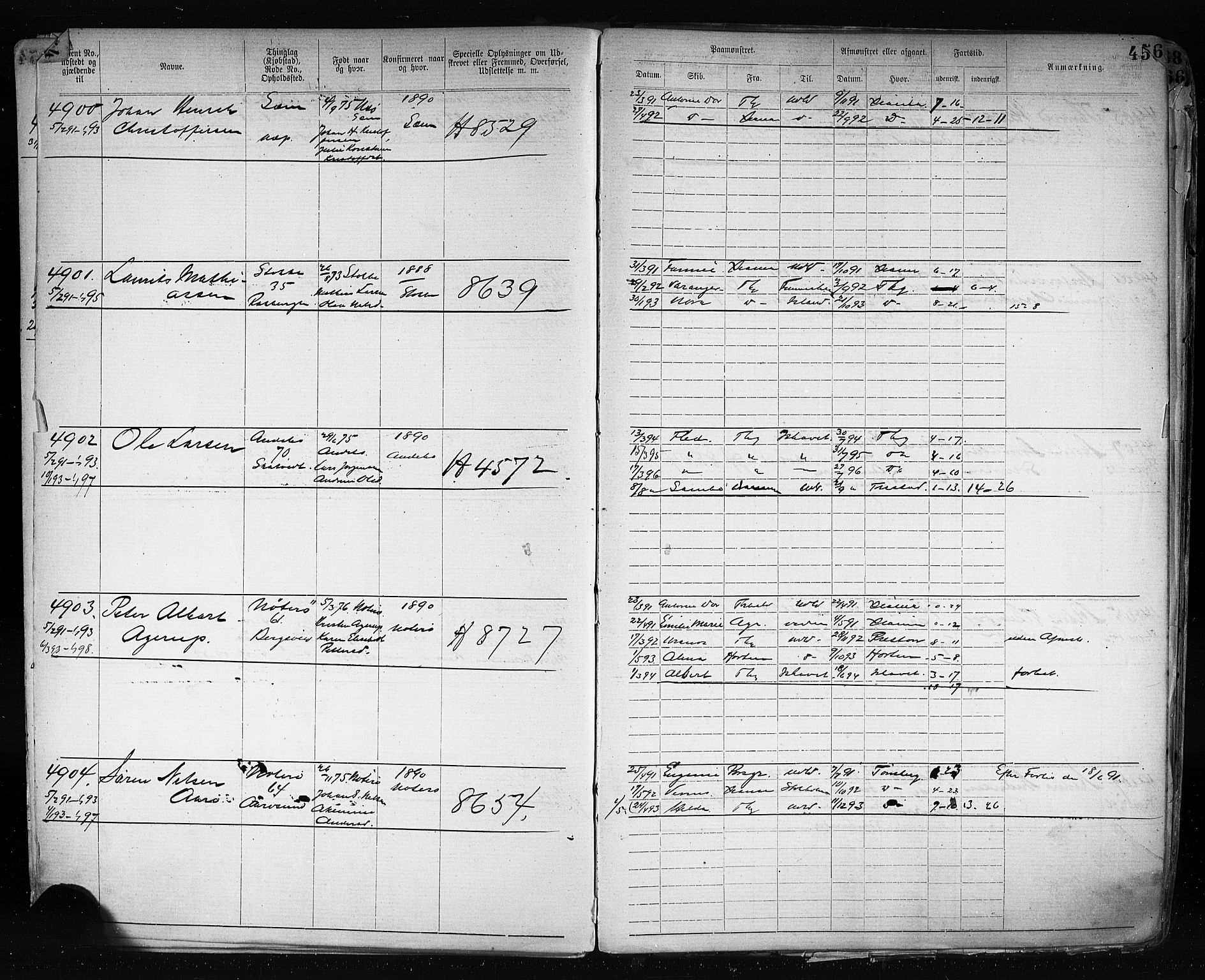 Tønsberg innrulleringskontor, AV/SAKO-A-786/F/Fb/L0003: Annotasjonsrulle Patent nr. 2646-5149, 1881-1892, p. 465