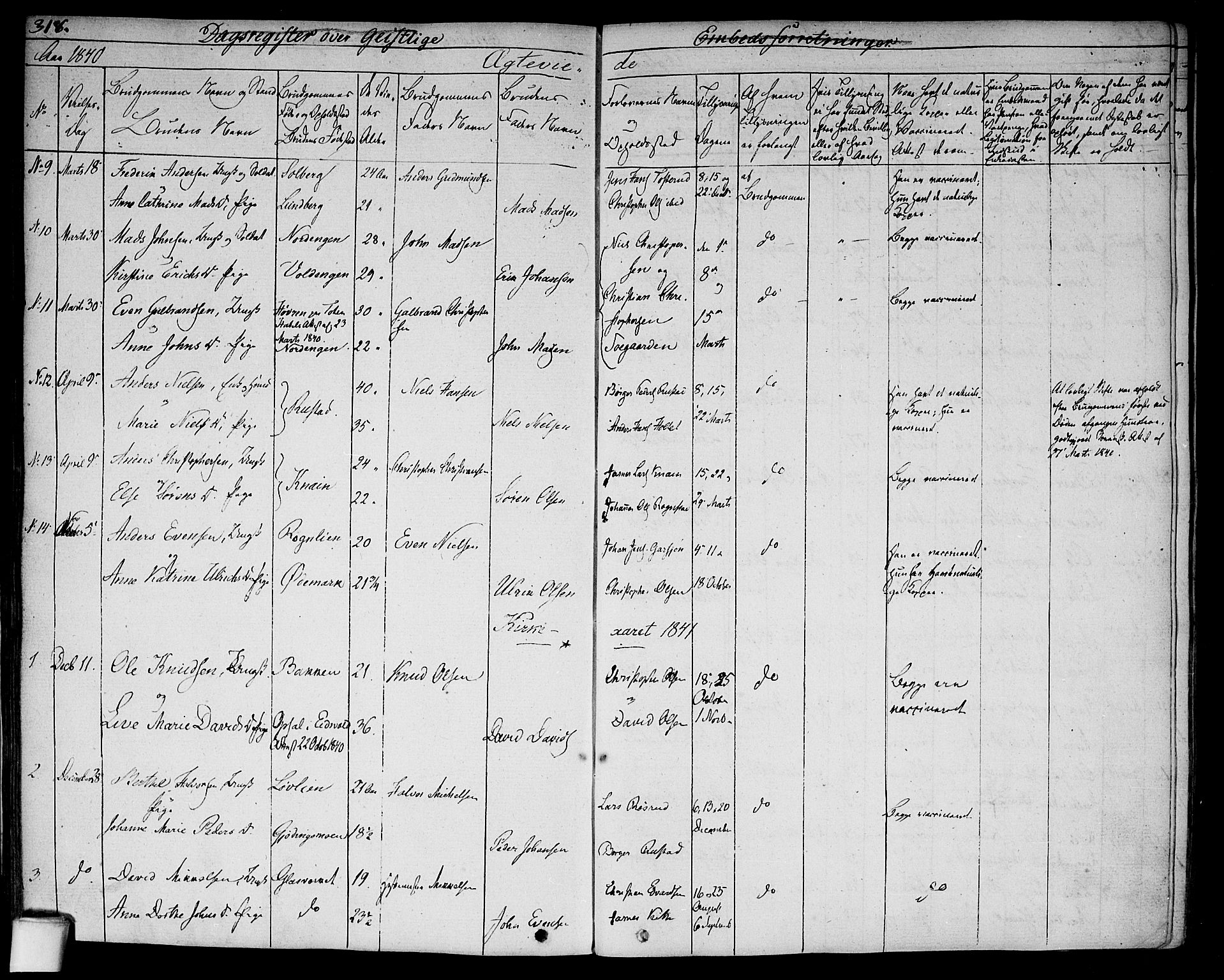 Hurdal prestekontor Kirkebøker, SAO/A-10889/F/Fa/L0004: Parish register (official) no. I 4, 1828-1845, p. 318