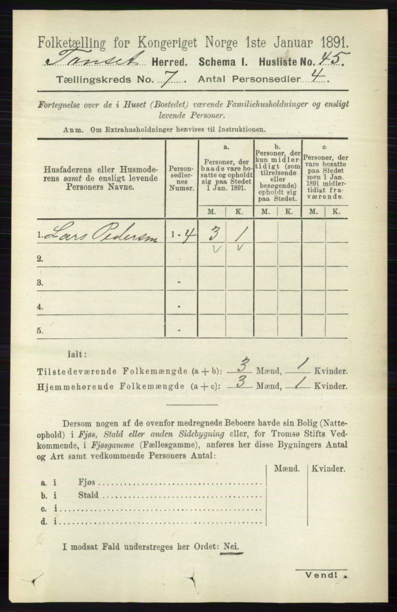 RA, 1891 census for 0437 Tynset, 1891, p. 1714