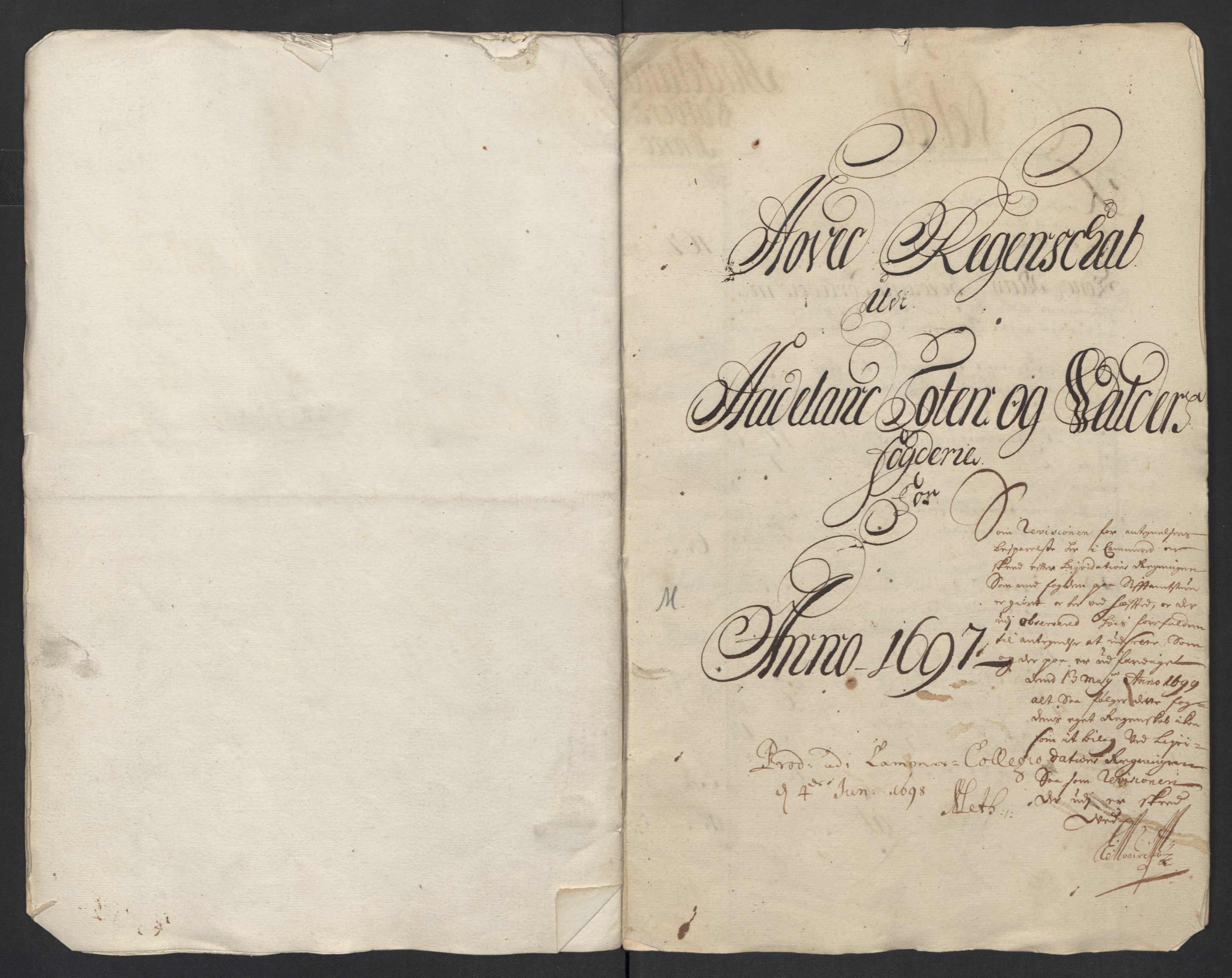Rentekammeret inntil 1814, Reviderte regnskaper, Fogderegnskap, AV/RA-EA-4092/R18/L1295: Fogderegnskap Hadeland, Toten og Valdres, 1697, p. 10
