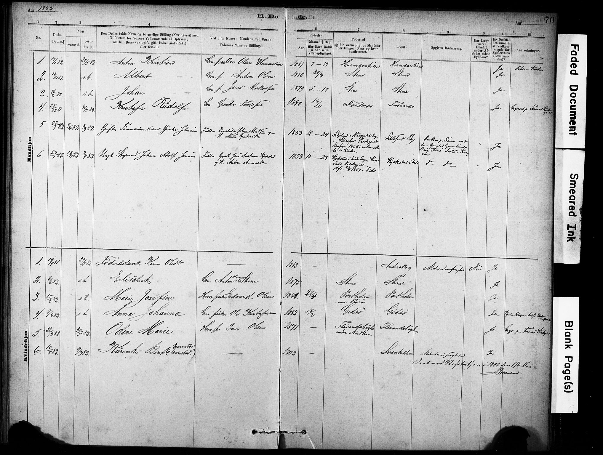 Ministerialprotokoller, klokkerbøker og fødselsregistre - Sør-Trøndelag, SAT/A-1456/635/L0551: Parish register (official) no. 635A01, 1882-1899, p. 70