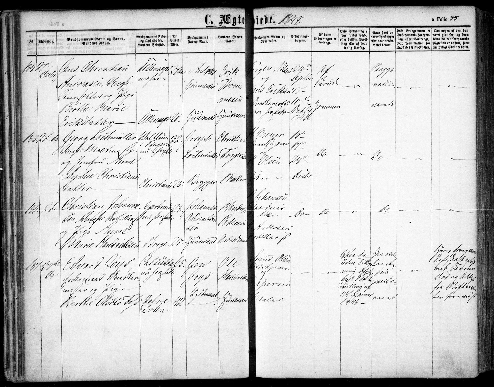 Oslo domkirke Kirkebøker, SAO/A-10752/F/Fa/L0020: Parish register (official) no. 20, 1848-1865, p. 35