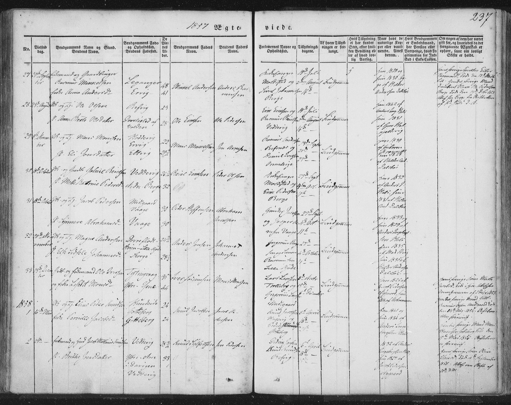 Selje sokneprestembete, AV/SAB-A-99938/H/Ha/Haa/Haaa: Parish register (official) no. A 10, 1844-1858, p. 237