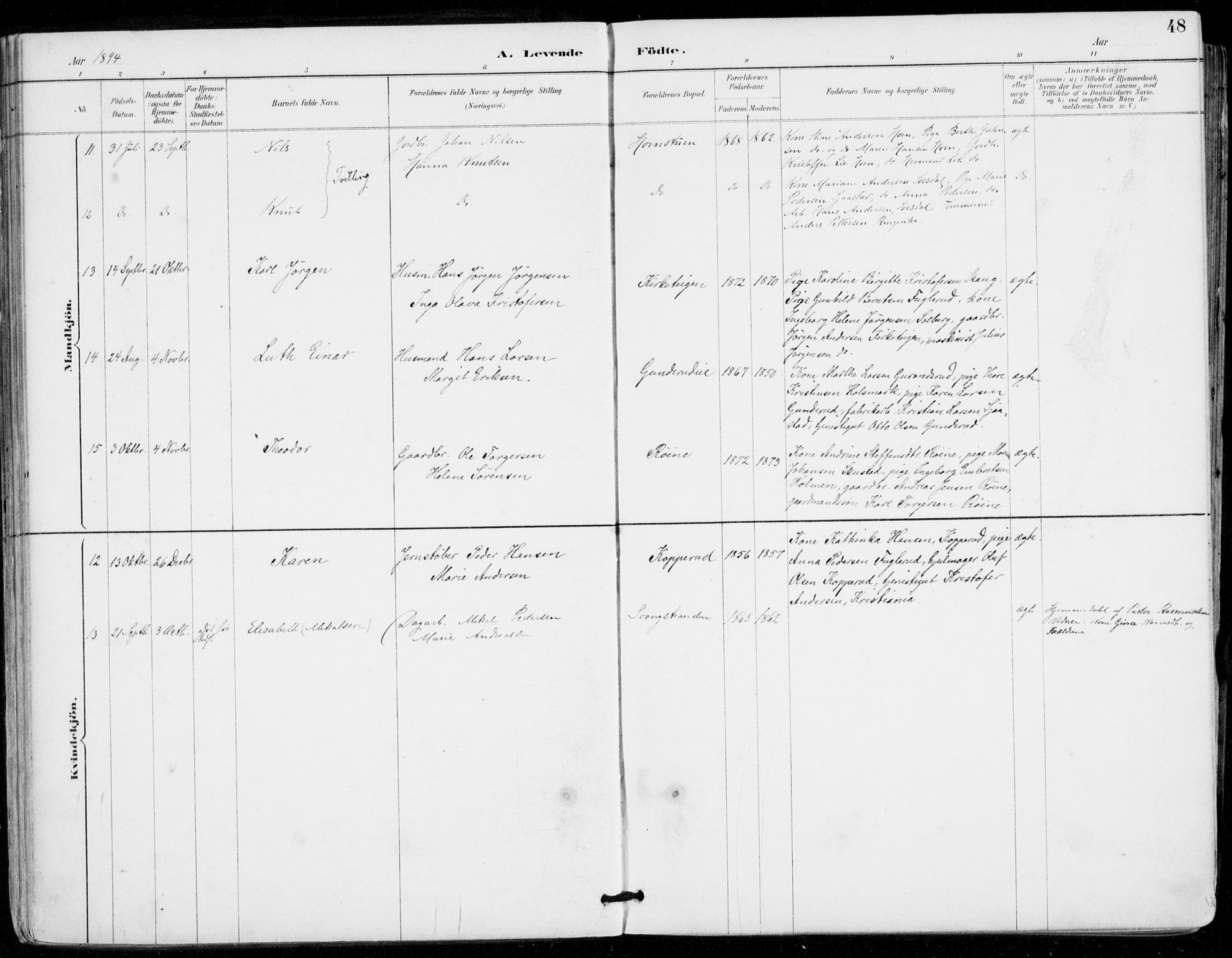 Sylling kirkebøker, AV/SAKO-A-247/F/Fa/L0001: Parish register (official) no. 1, 1883-1910, p. 48