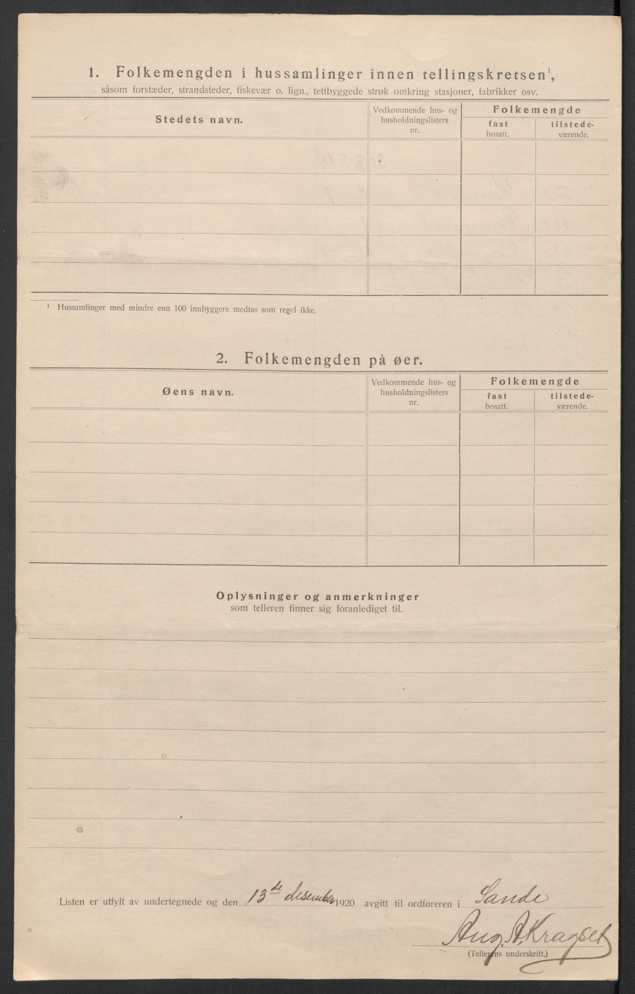 SAT, 1920 census for Sande (MR), 1920, p. 26