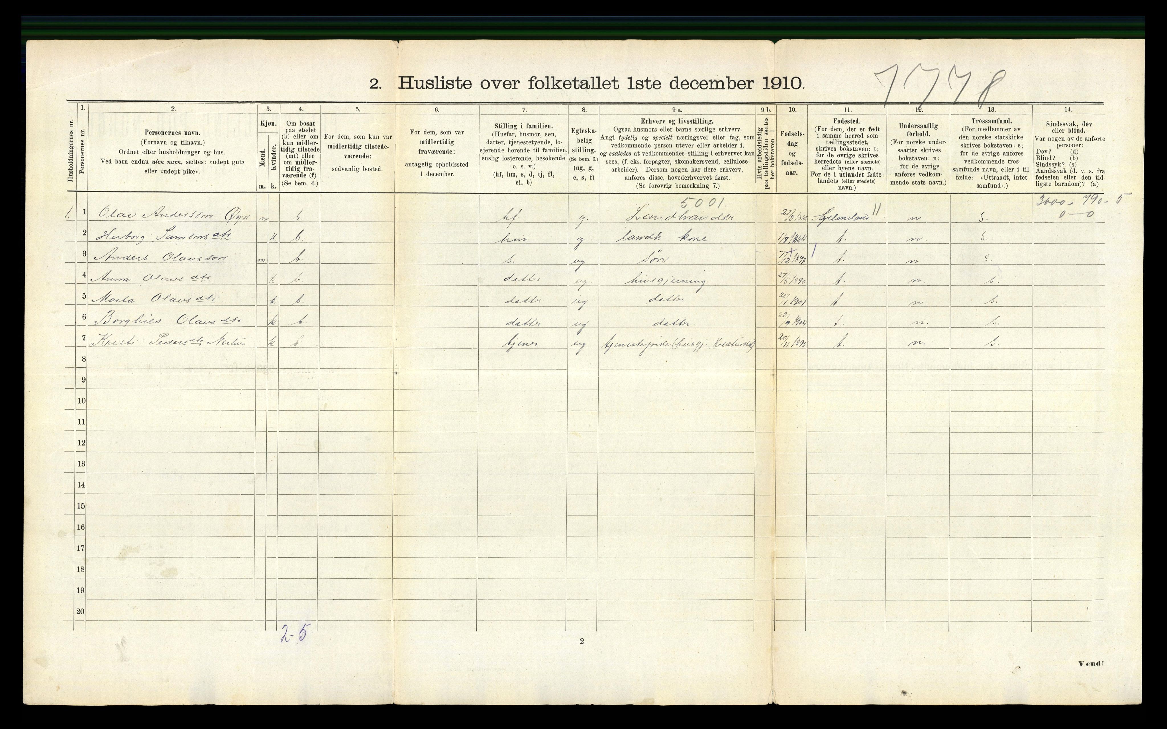 RA, 1910 census for Kvinnherad, 1910, p. 584