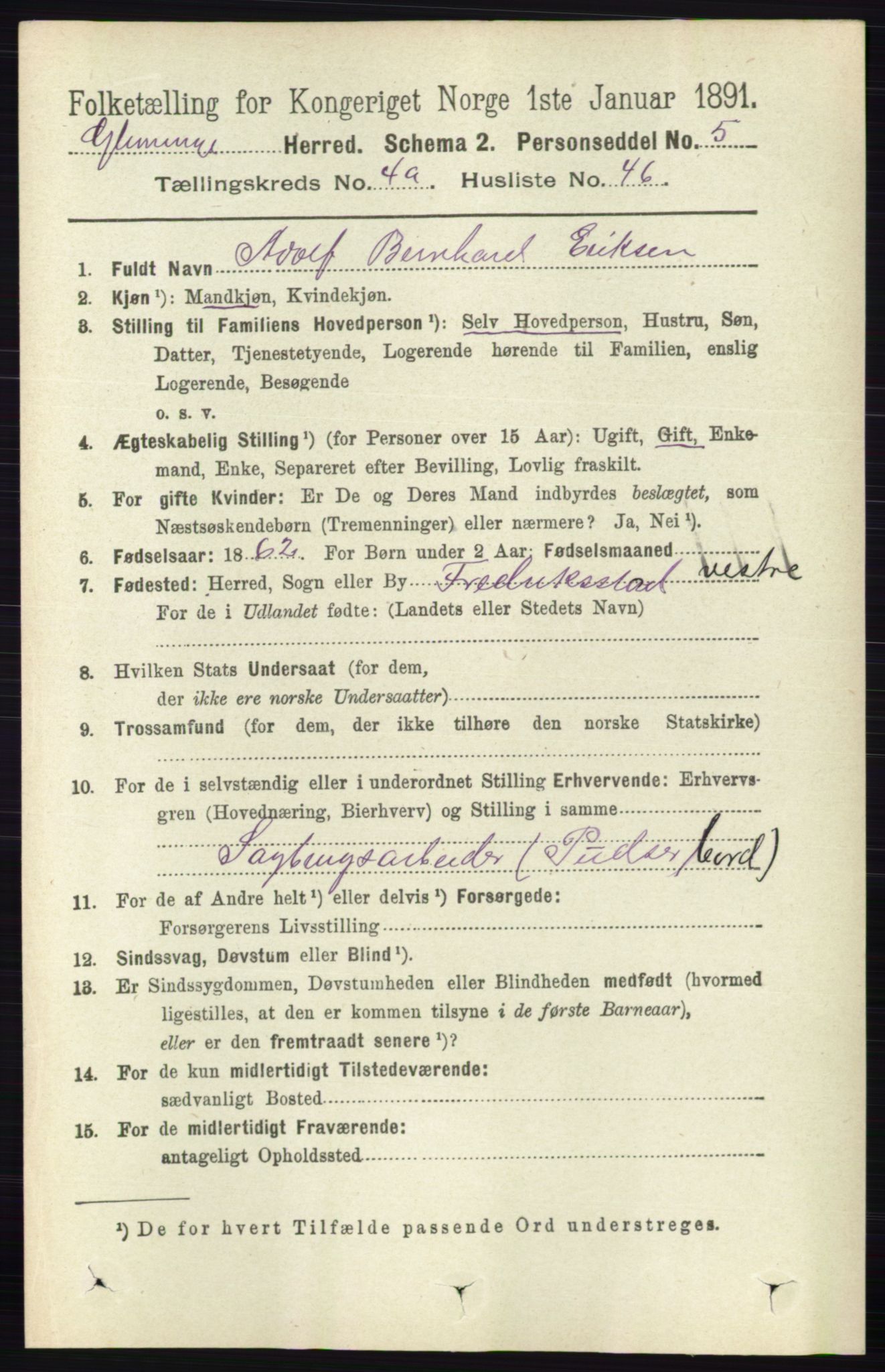 RA, 1891 census for 0132 Glemmen, 1891, p. 3899