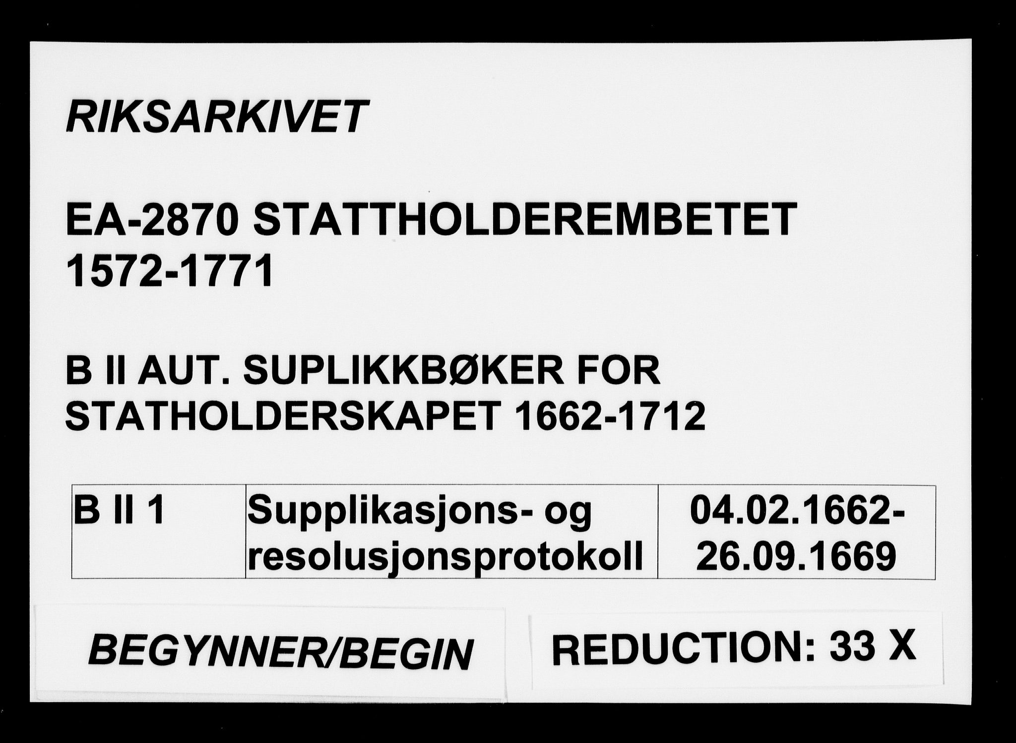 Stattholderembetet 1572-1771, AV/RA-EA-2870/Ad/L0001: Supplikasjons- og resolusjonsprotokoll, 1662-1669