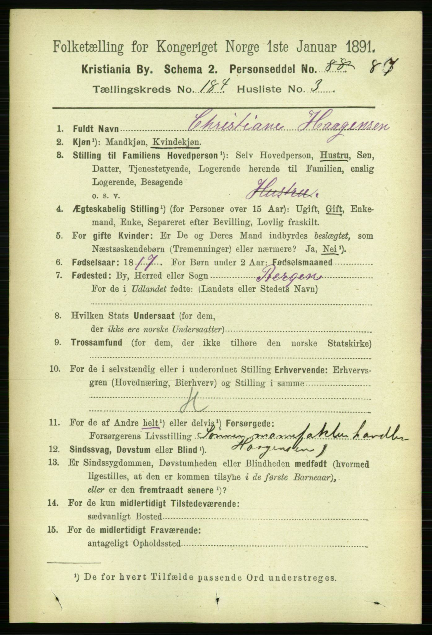 RA, 1891 census for 0301 Kristiania, 1891, p. 110125