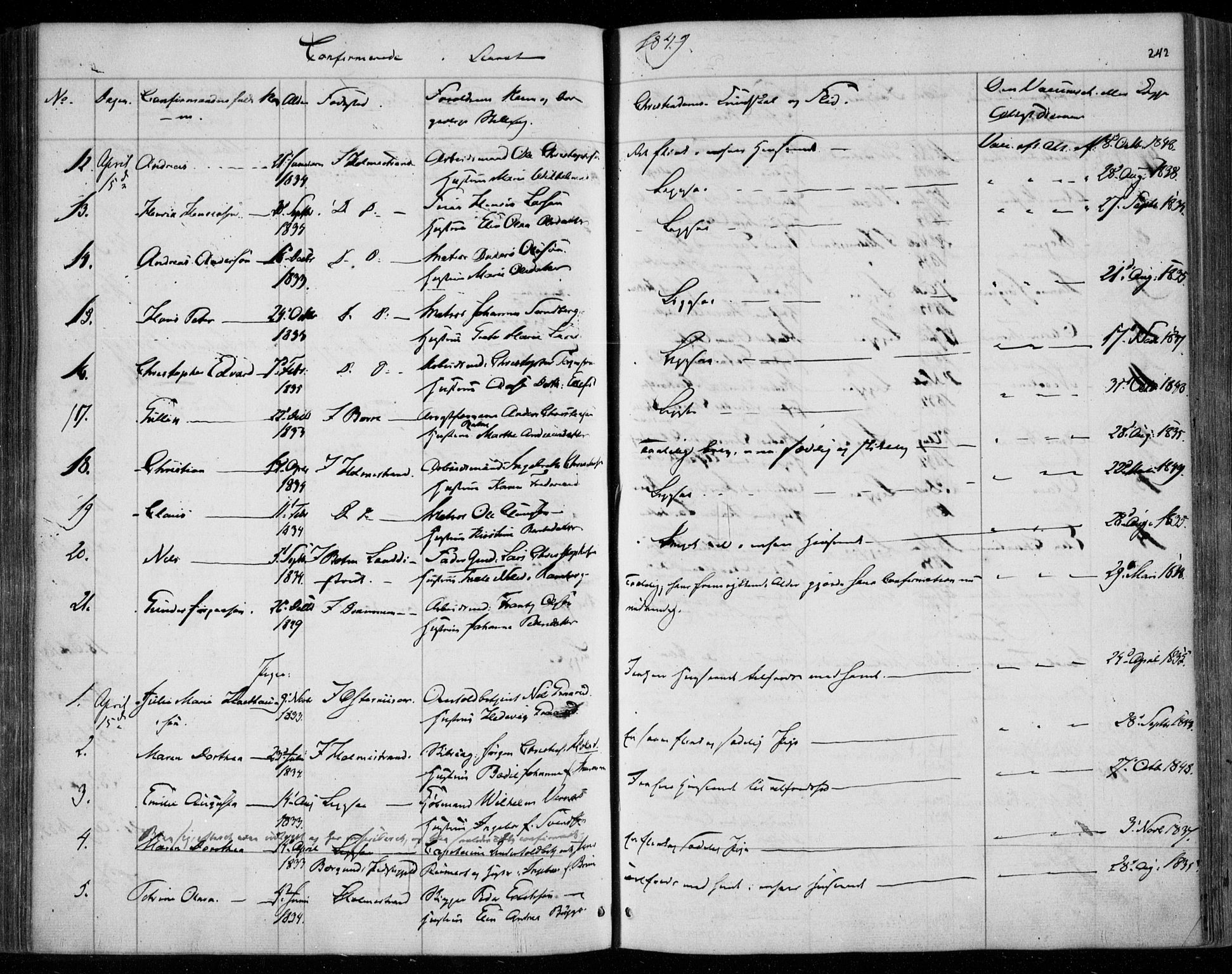 Holmestrand kirkebøker, SAKO/A-346/F/Fa/L0002: Parish register (official) no. 2, 1840-1866, p. 242