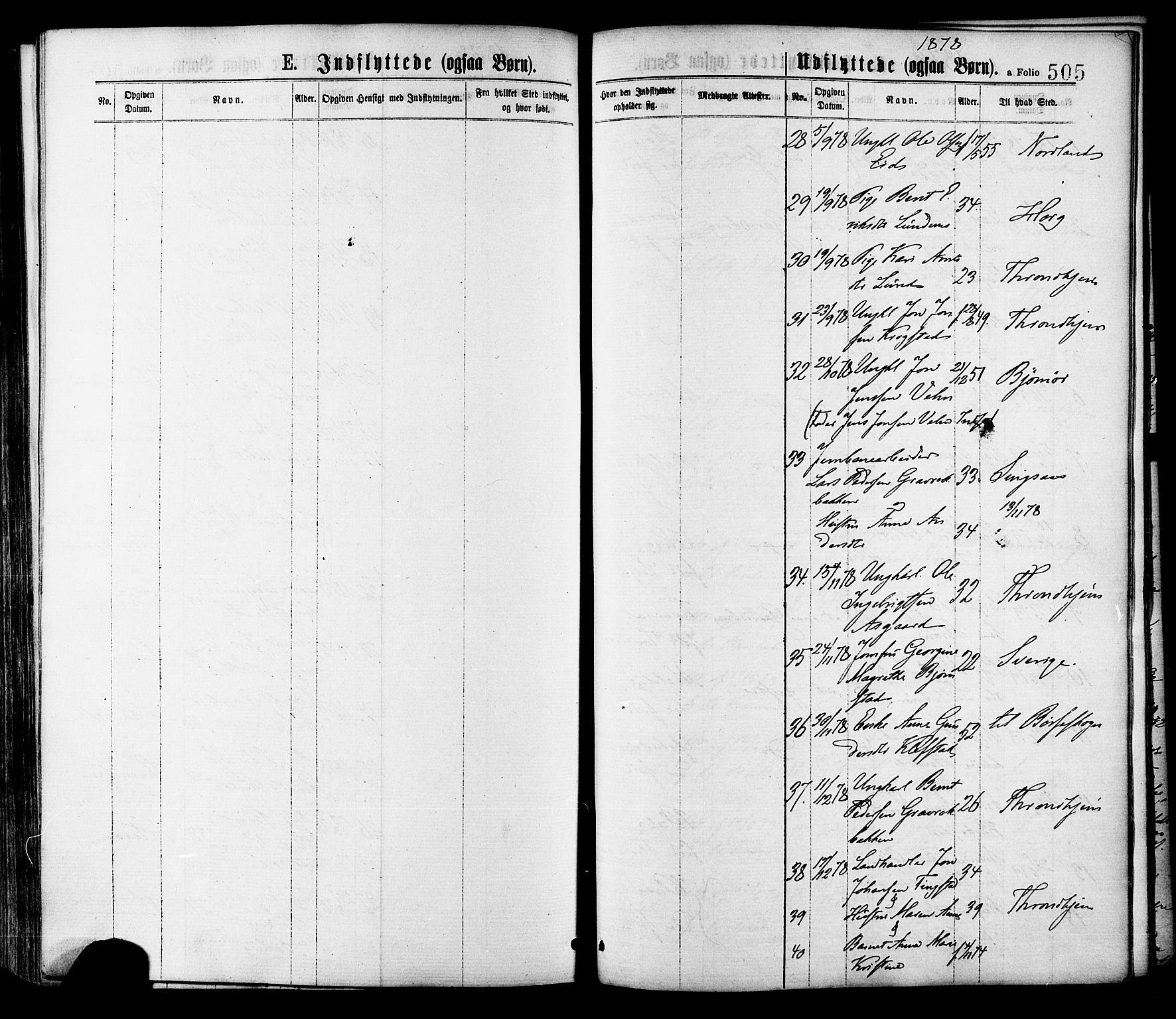 Ministerialprotokoller, klokkerbøker og fødselsregistre - Sør-Trøndelag, SAT/A-1456/691/L1079: Parish register (official) no. 691A11, 1873-1886, p. 505