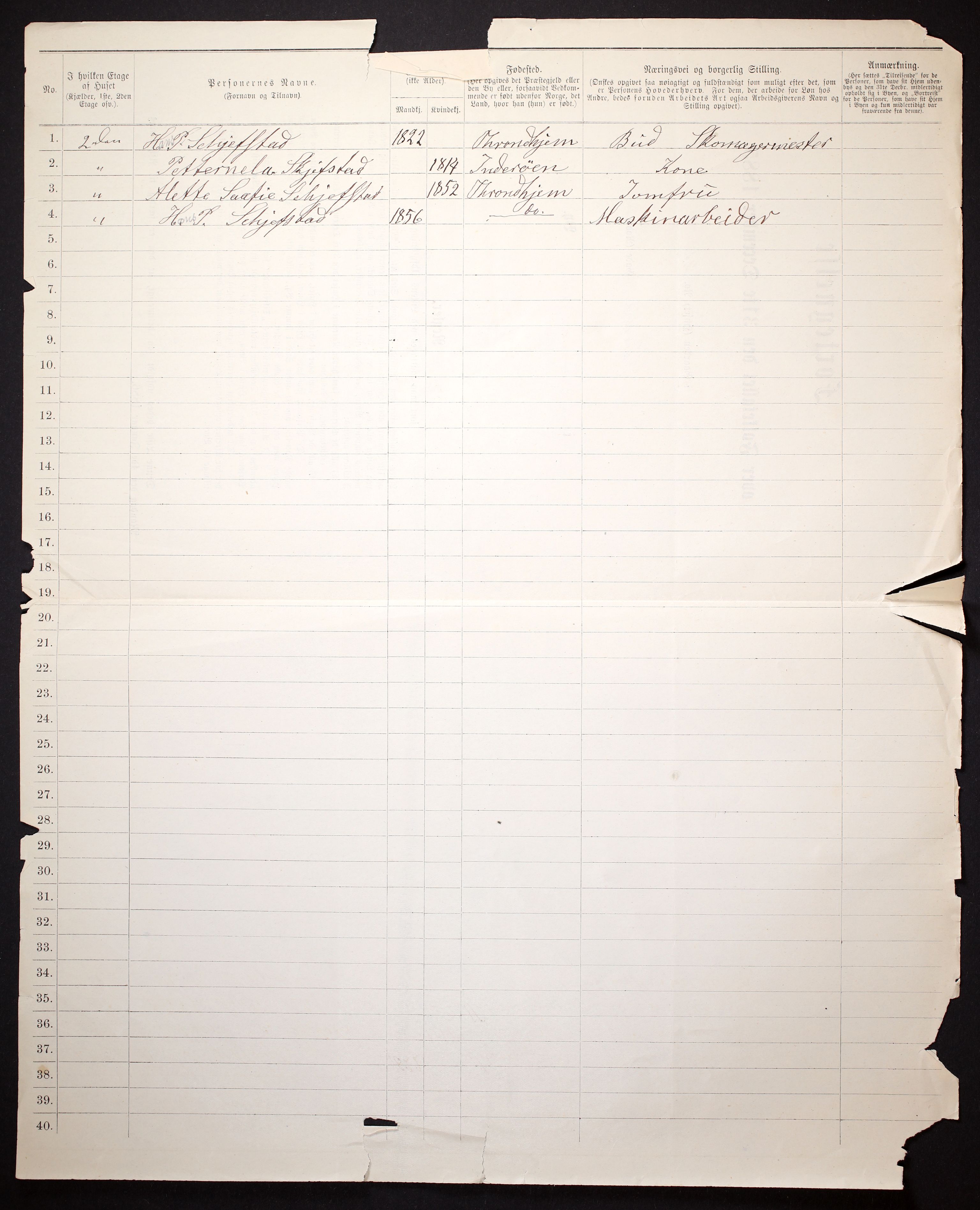 SAT, 1885 census for 1601 Trondheim, 1885, p. 1112