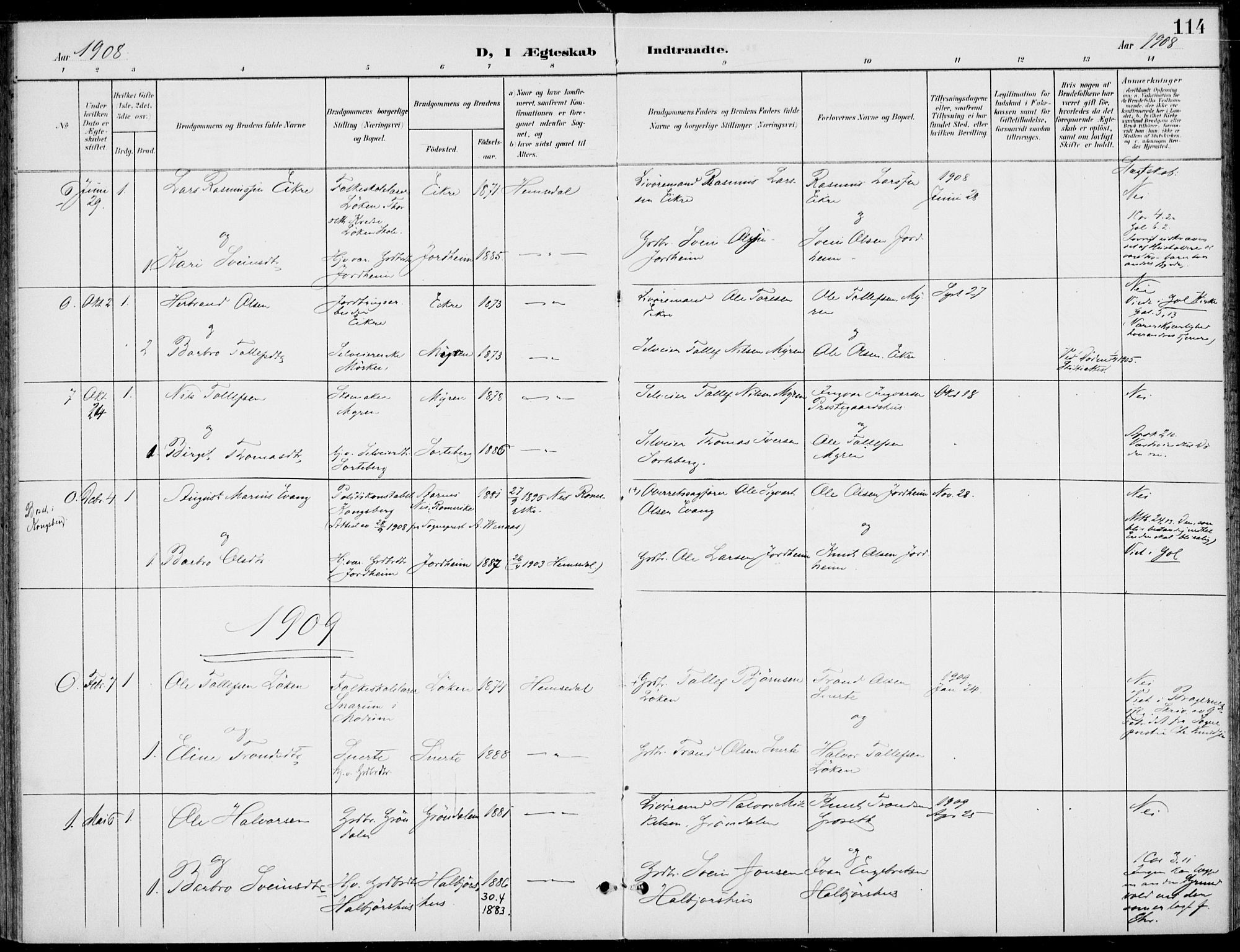 Gol kirkebøker, AV/SAKO-A-226/F/Fb/L0002: Parish register (official) no. II 2, 1900-1921, p. 114